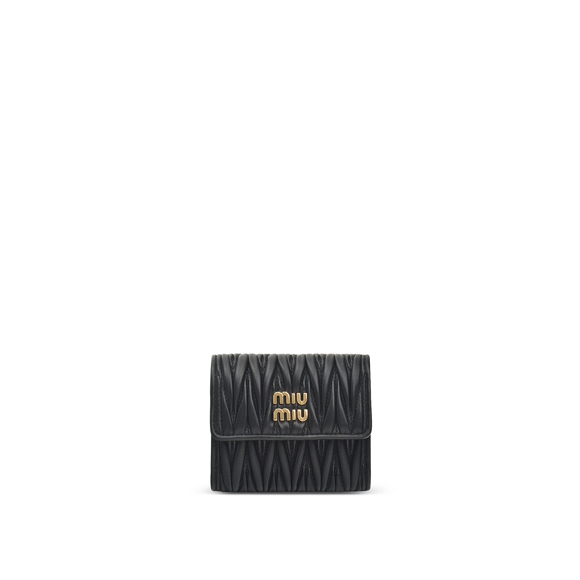 MIU MIU Matelasse Small Trifold Wallet Nappa Leather With Internal Zipped Coin Pocket