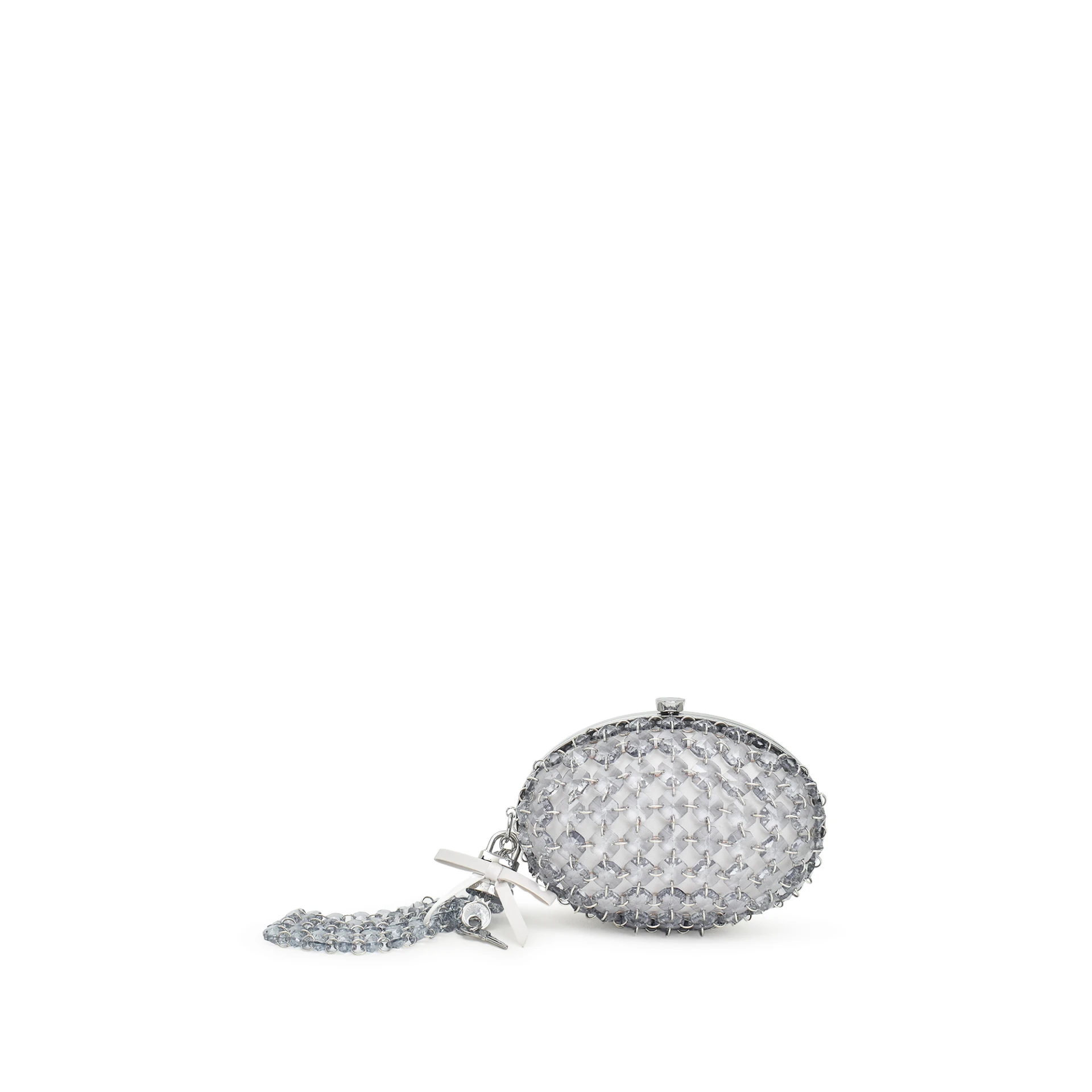 SELF-PORTRAIT Oval Crystal Chain Clutch Bag
