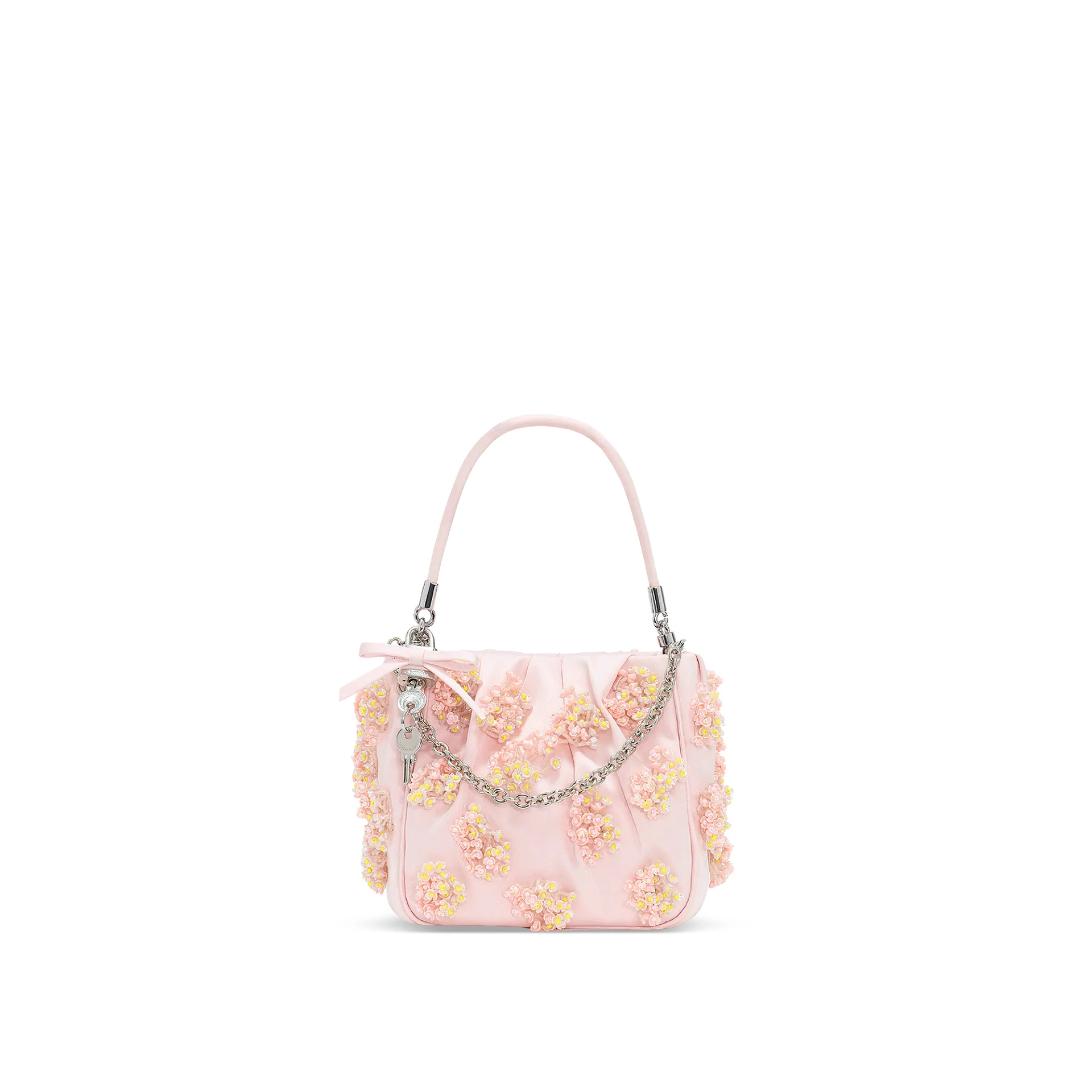 SELF-PORTRAIT Floral Beaded Tote Bag Satin