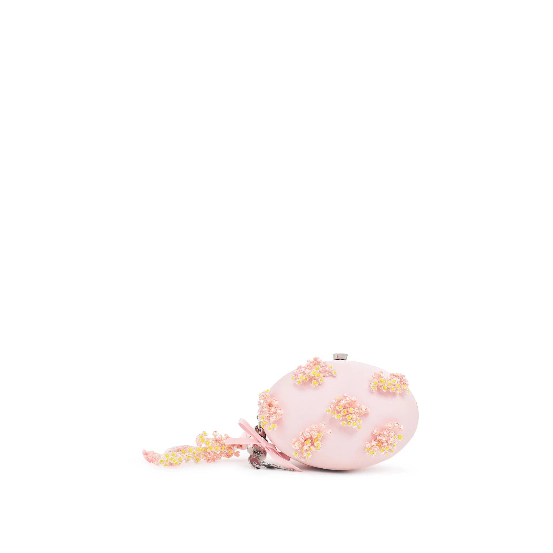 SELF-PORTRAIT Floral Beaded Oval Clutch Satin