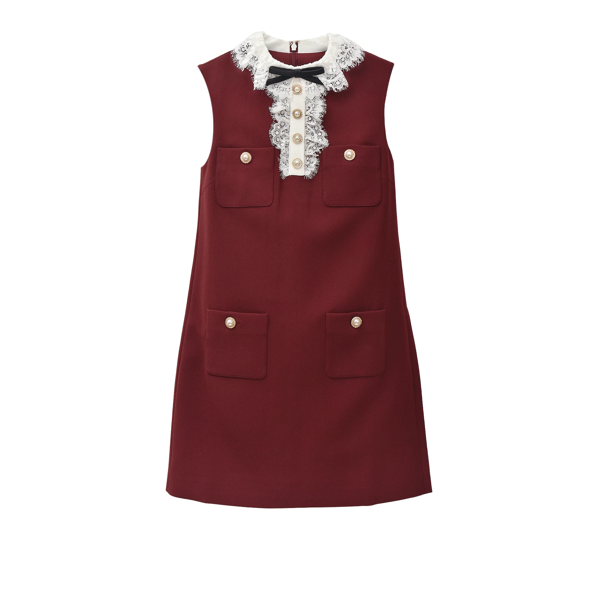 SELF-PORTRAIT Crepe Lace Collar Mini Dress