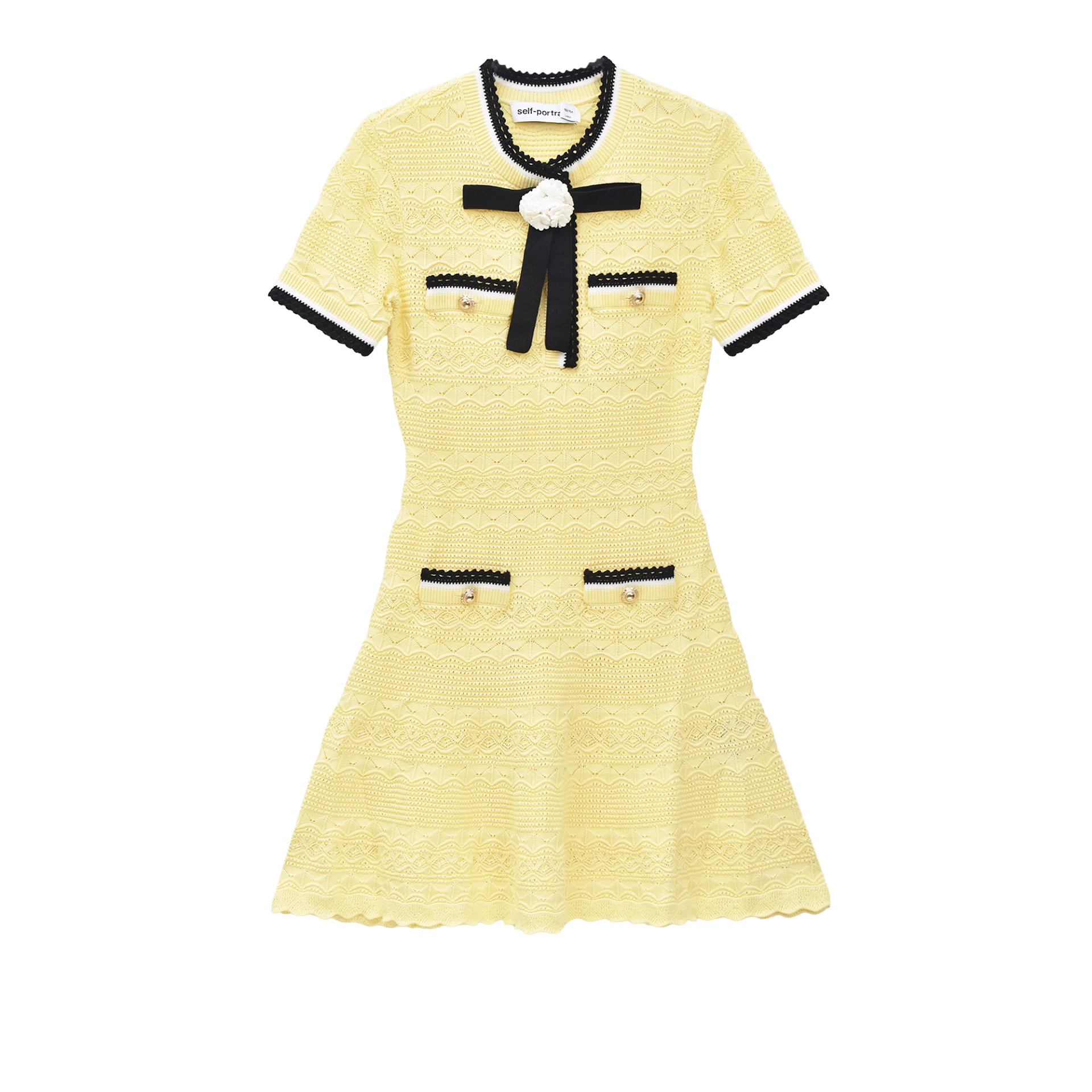 SELF-PORTRAIT Pointelle Knit Mini Dress