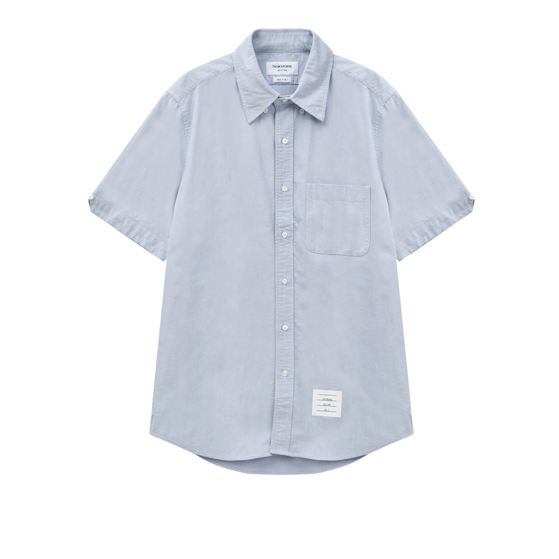 THOM BROWNE Oxford Grosgrain Placket Short Sleeve Shirt
