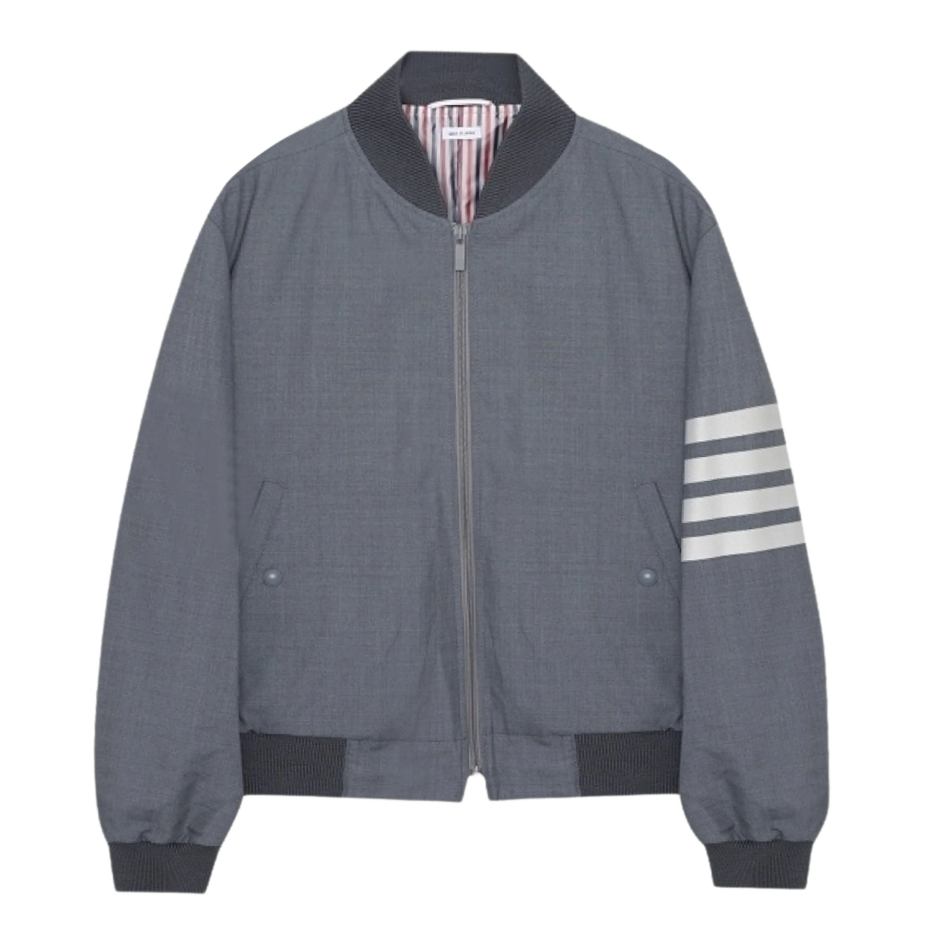 THOM BROWNE Plain Weave 4-Bar Knit Rib Blouson Jacket