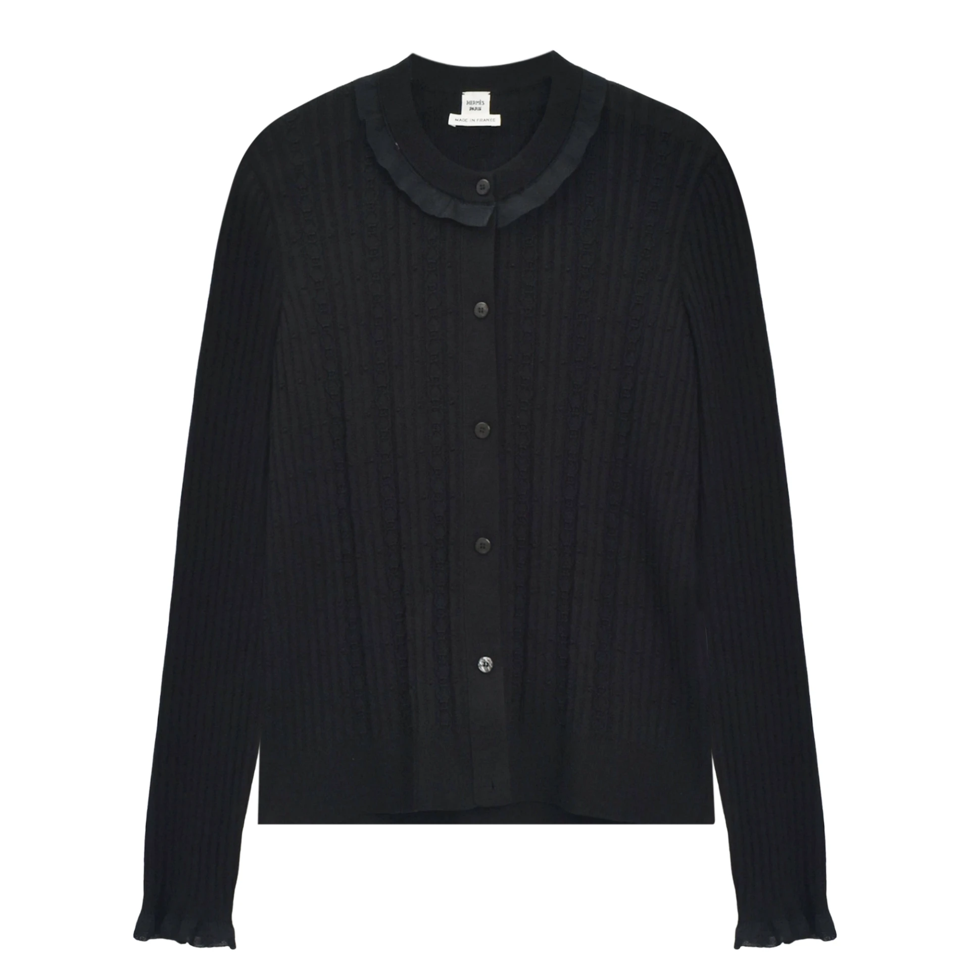 HERMES Long-Sleeve Cardigan With Ruffled Details