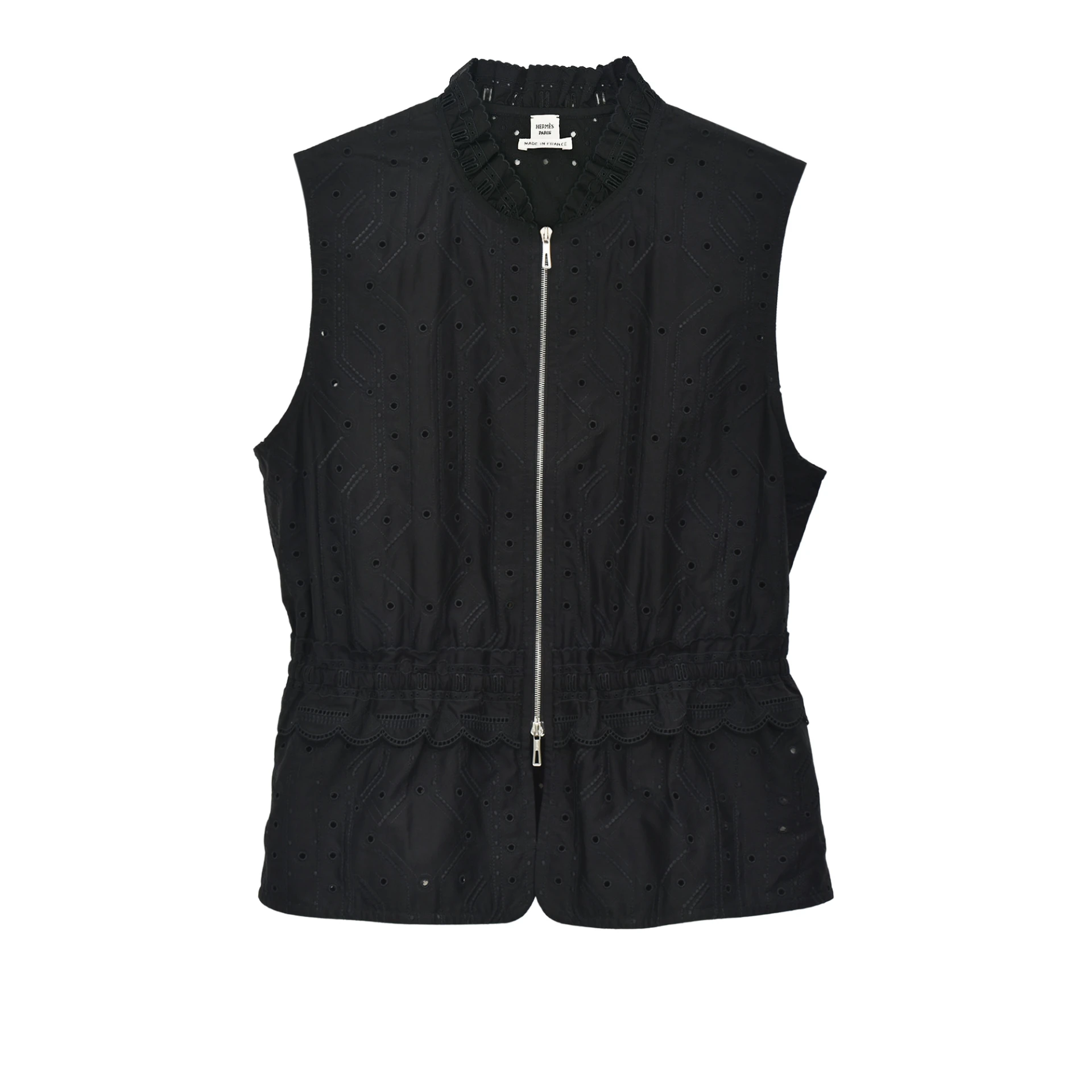 HERMES Sleeveless Embroidered Blouse