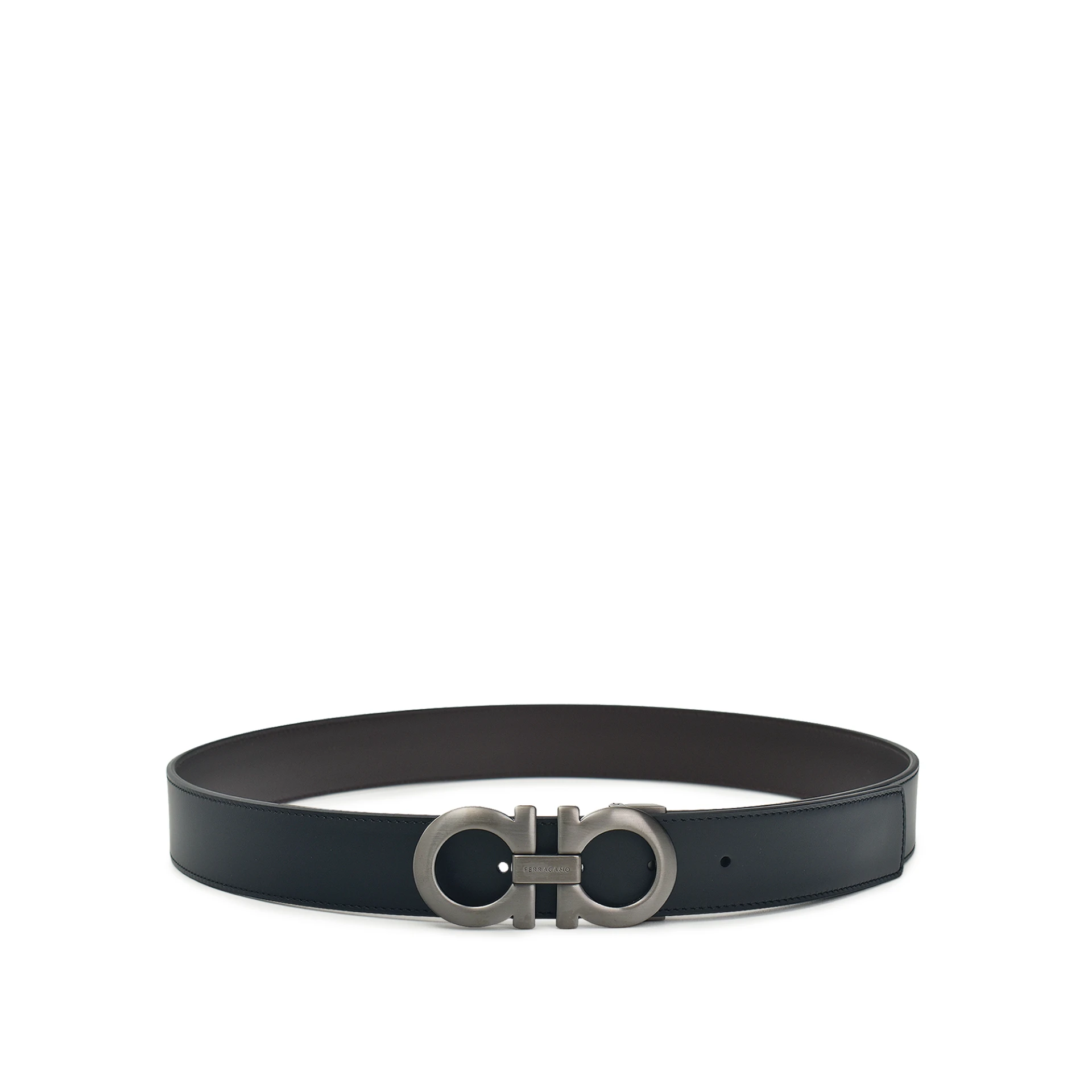 SALVATORE FERRAGAMO Reversible Gancini 35Mm Belt Brushed Ruthenium-Tone Buckle Calf Leather