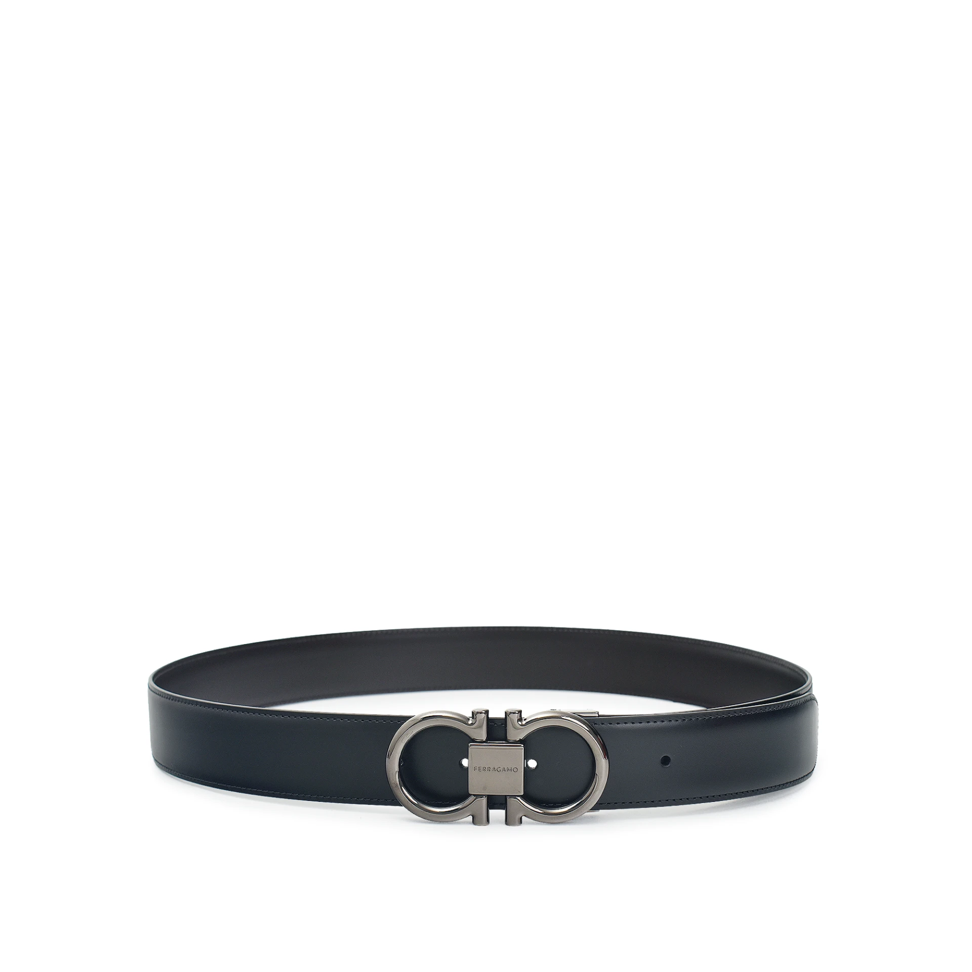 SALVATORE FERRAGAMO Reversible Gancini 35Mm Belt Gun Metal Buckle Calf Leather