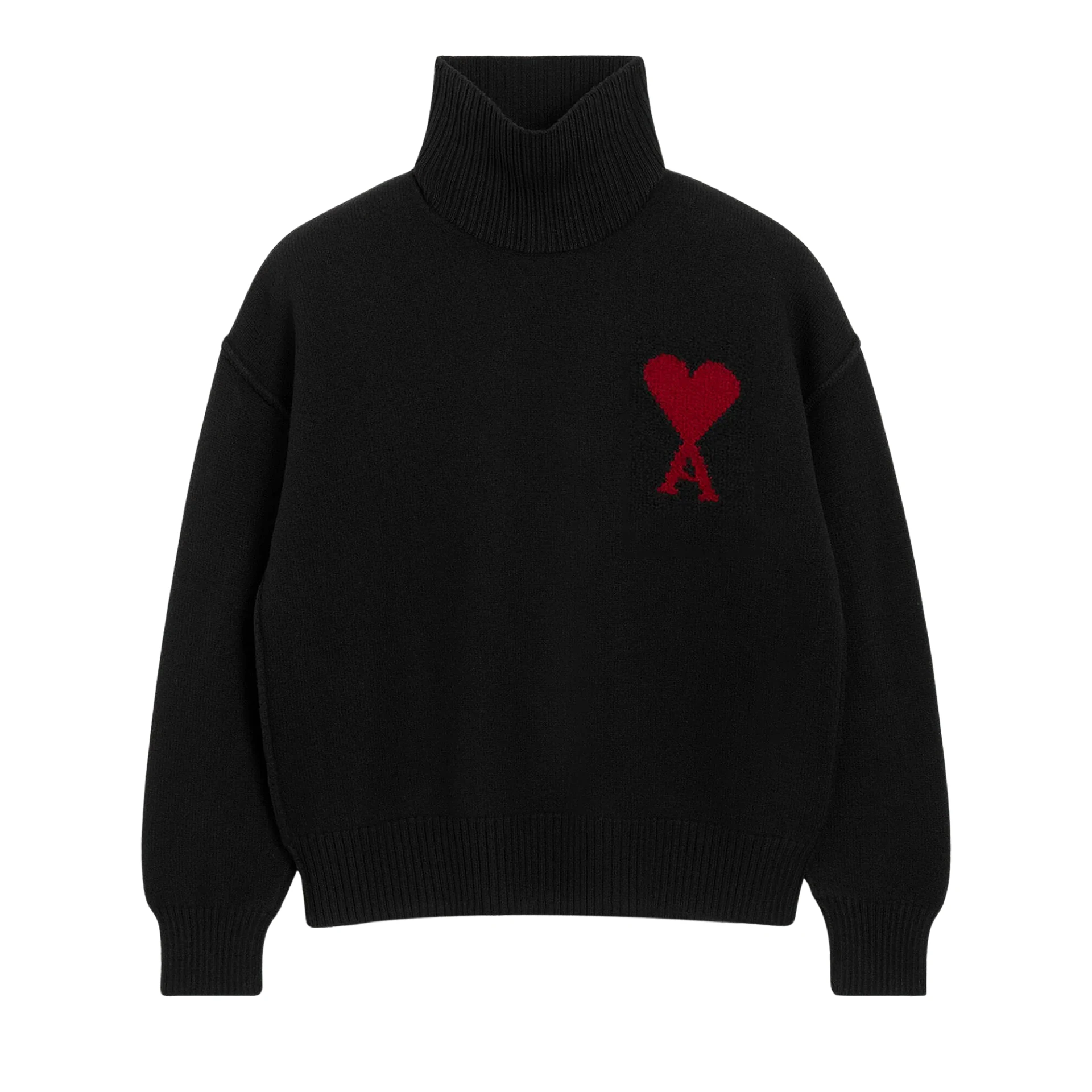 AMI PARIS Big Red Ami De Coeur Turtleneck Sweater Wool