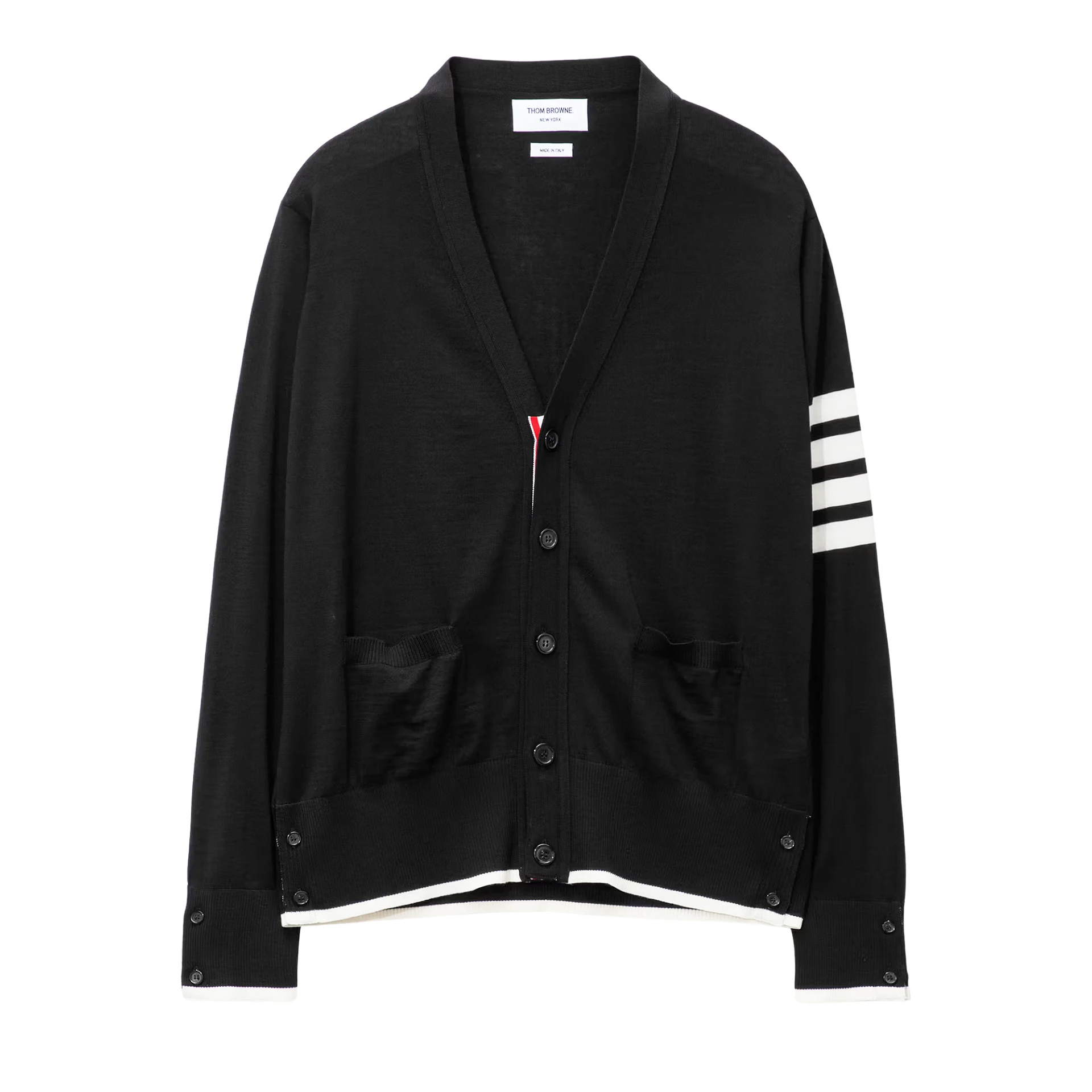 THOM BROWNE 4-Bar Fine Merino Wool Cardigan ( Relaxed Fit )