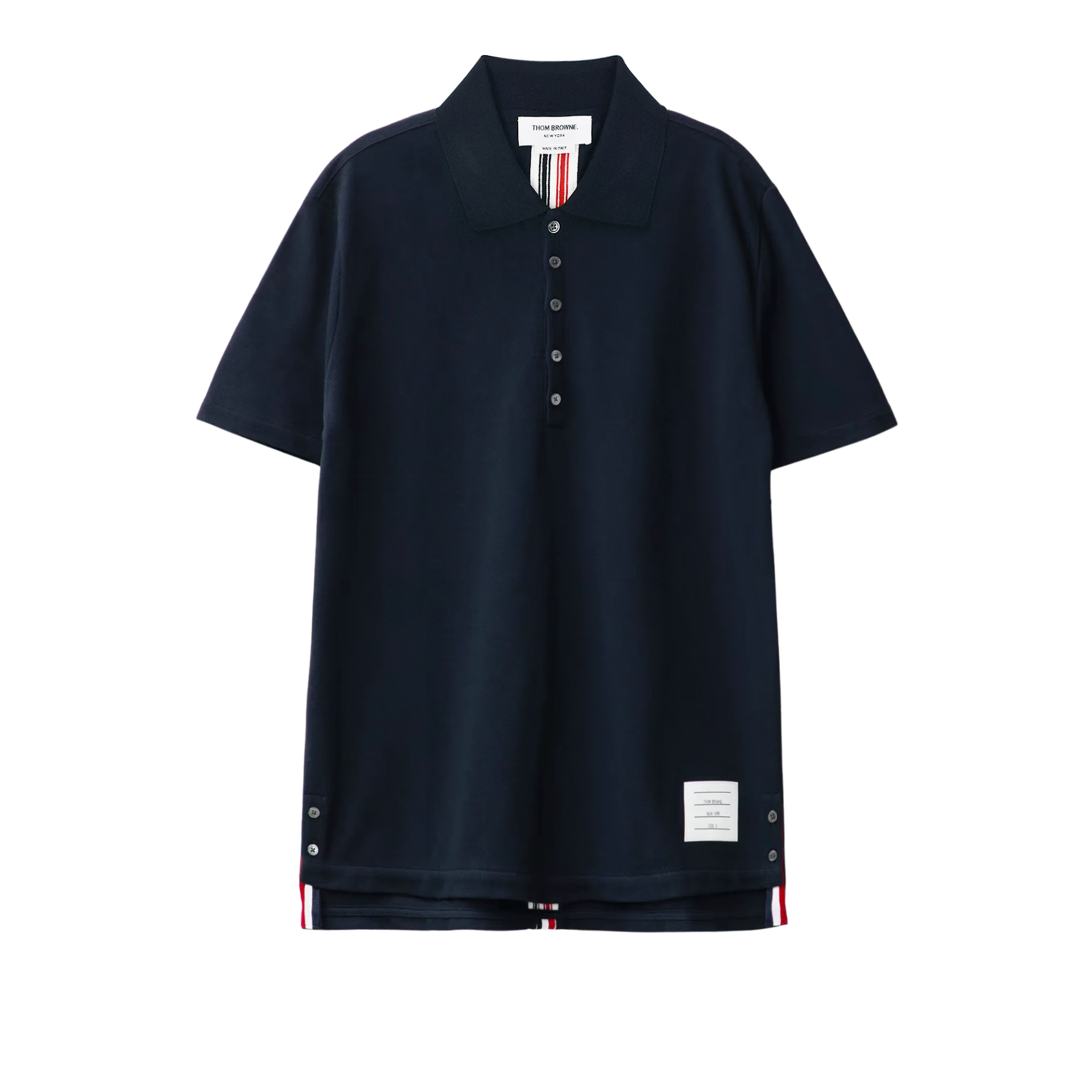 THOM BROWNE Center-Back Stripe Pique Polo Shirt Relaxed Fit