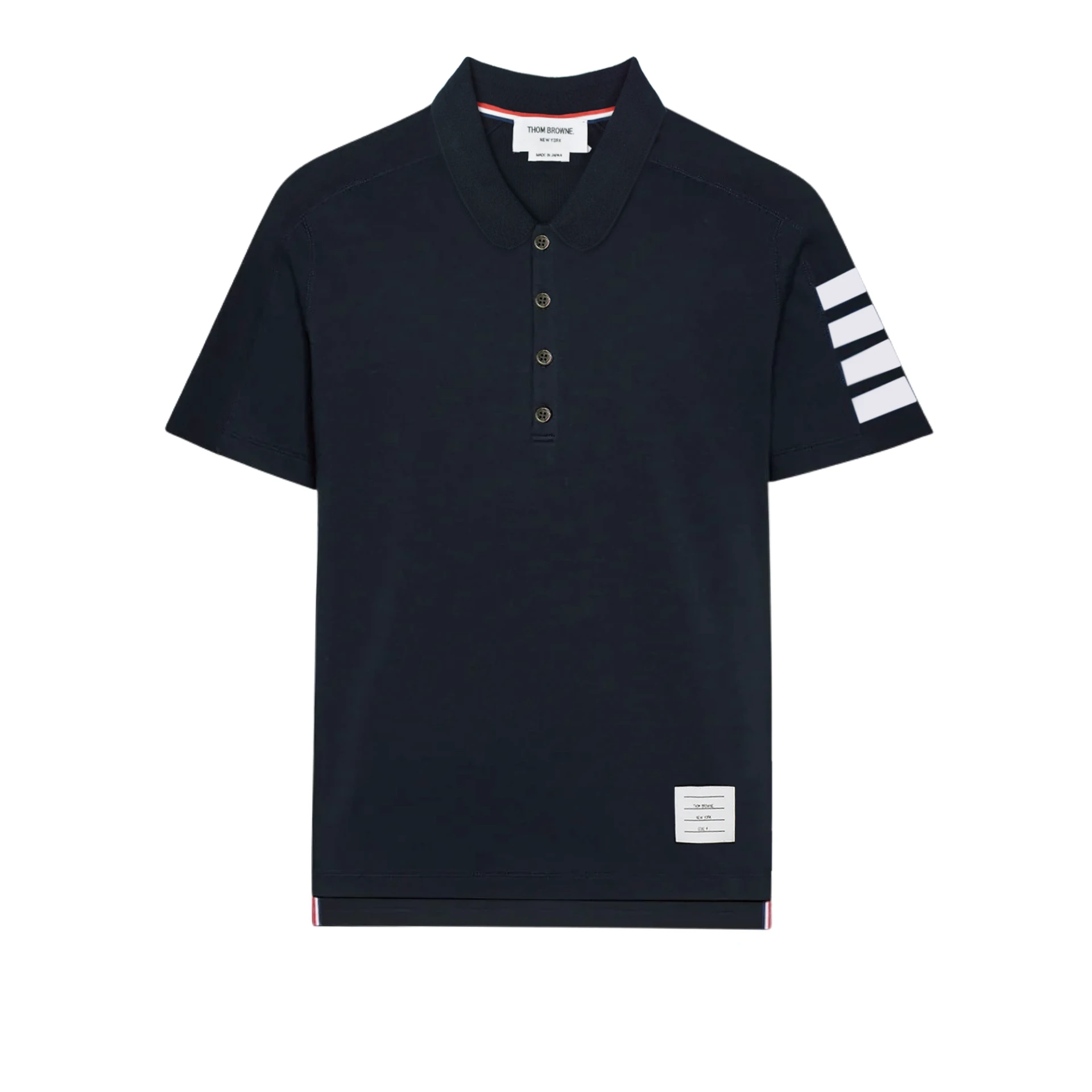 THOM BROWNE 4-Bar Print In Sleeve Polo Shirt
