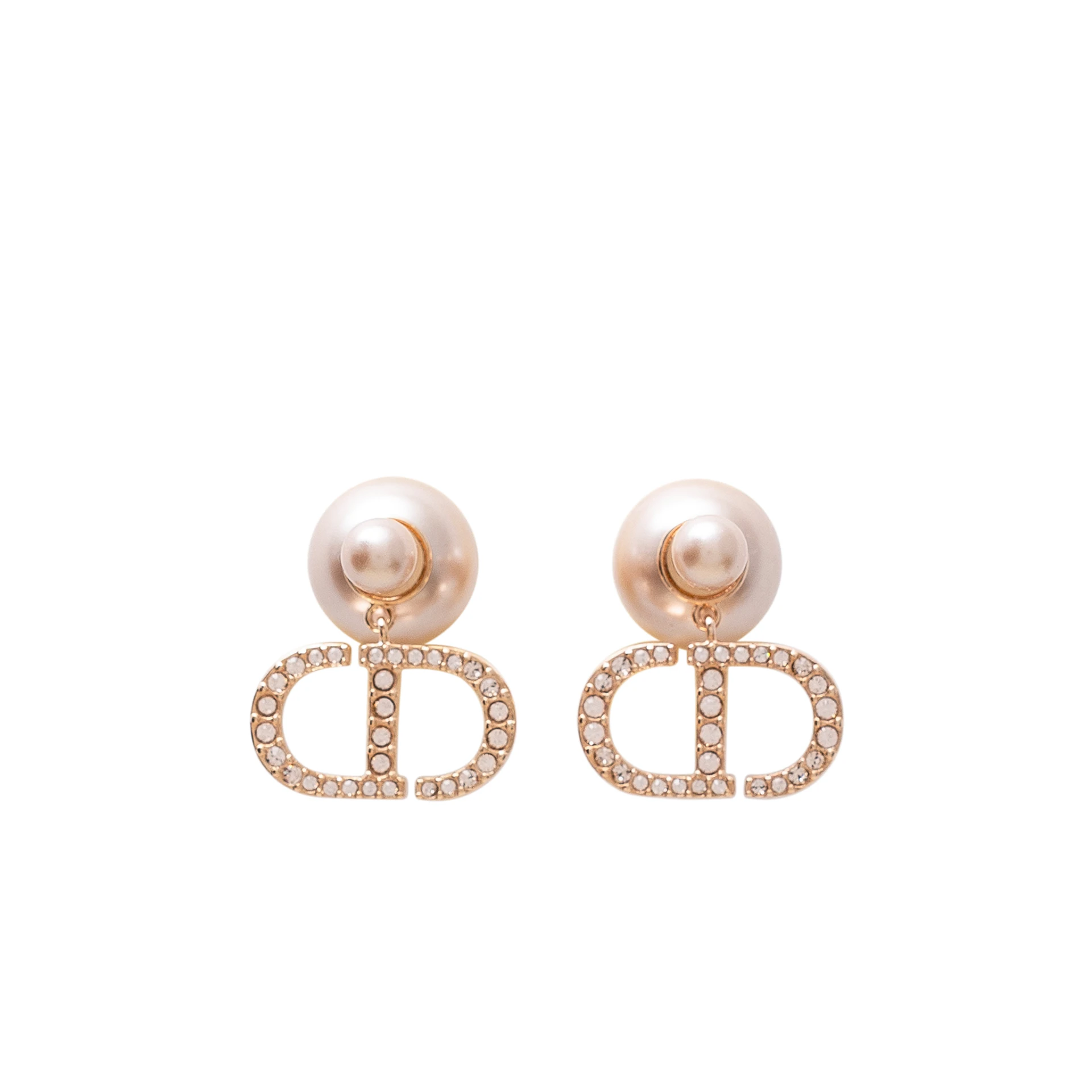 CHRISTIAN DIOR Cd Strass Tribales Pink Pearl Earrings