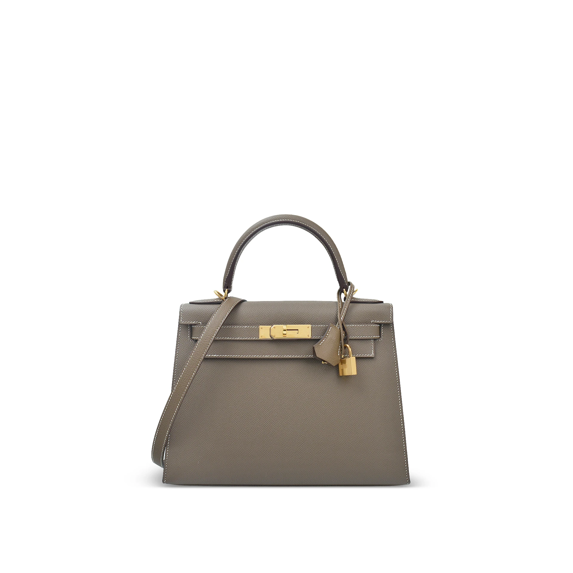 HERMES Kelly 28 Etoupe Epsom Ghw #U