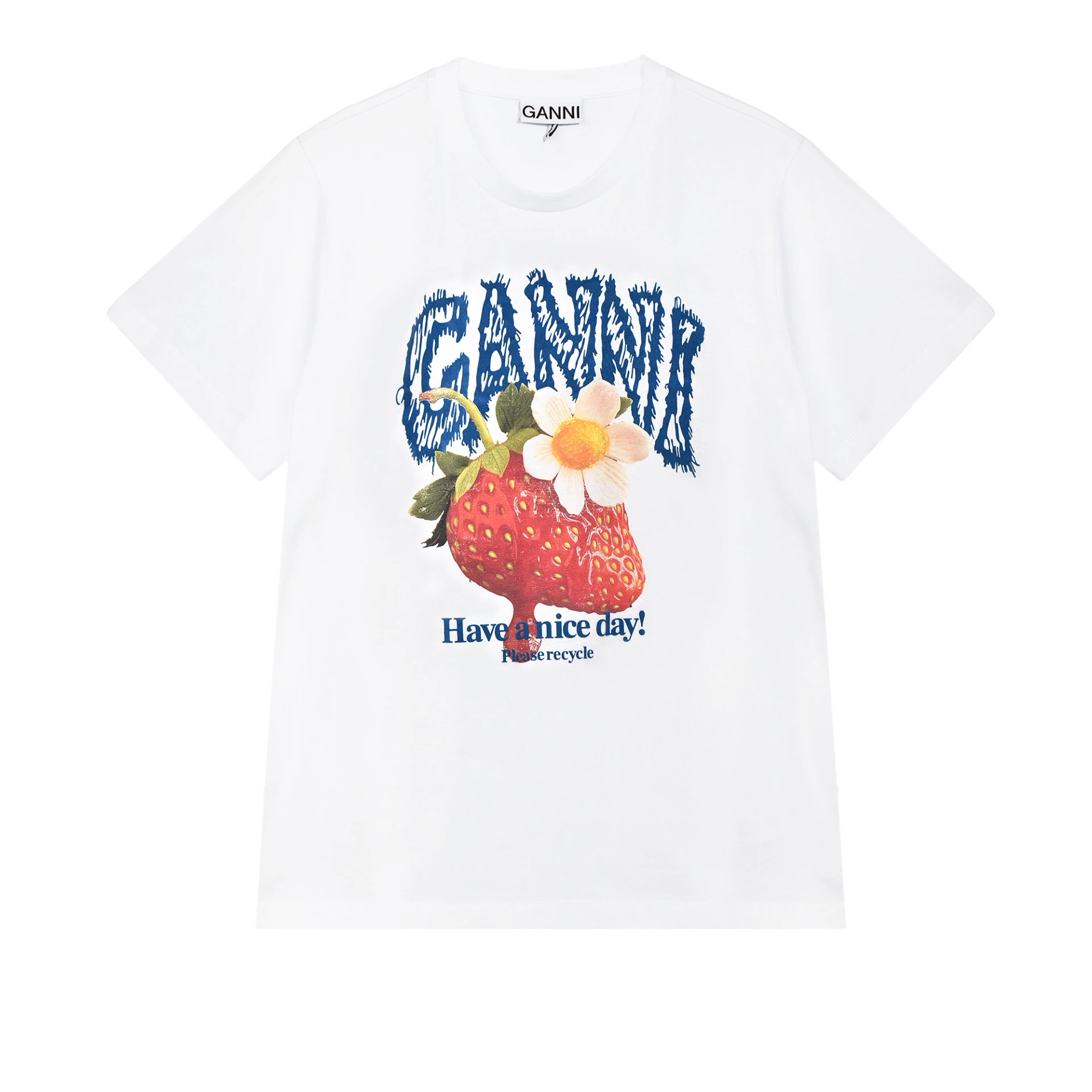 GANNI Strawberry Print Graphic Tshirt