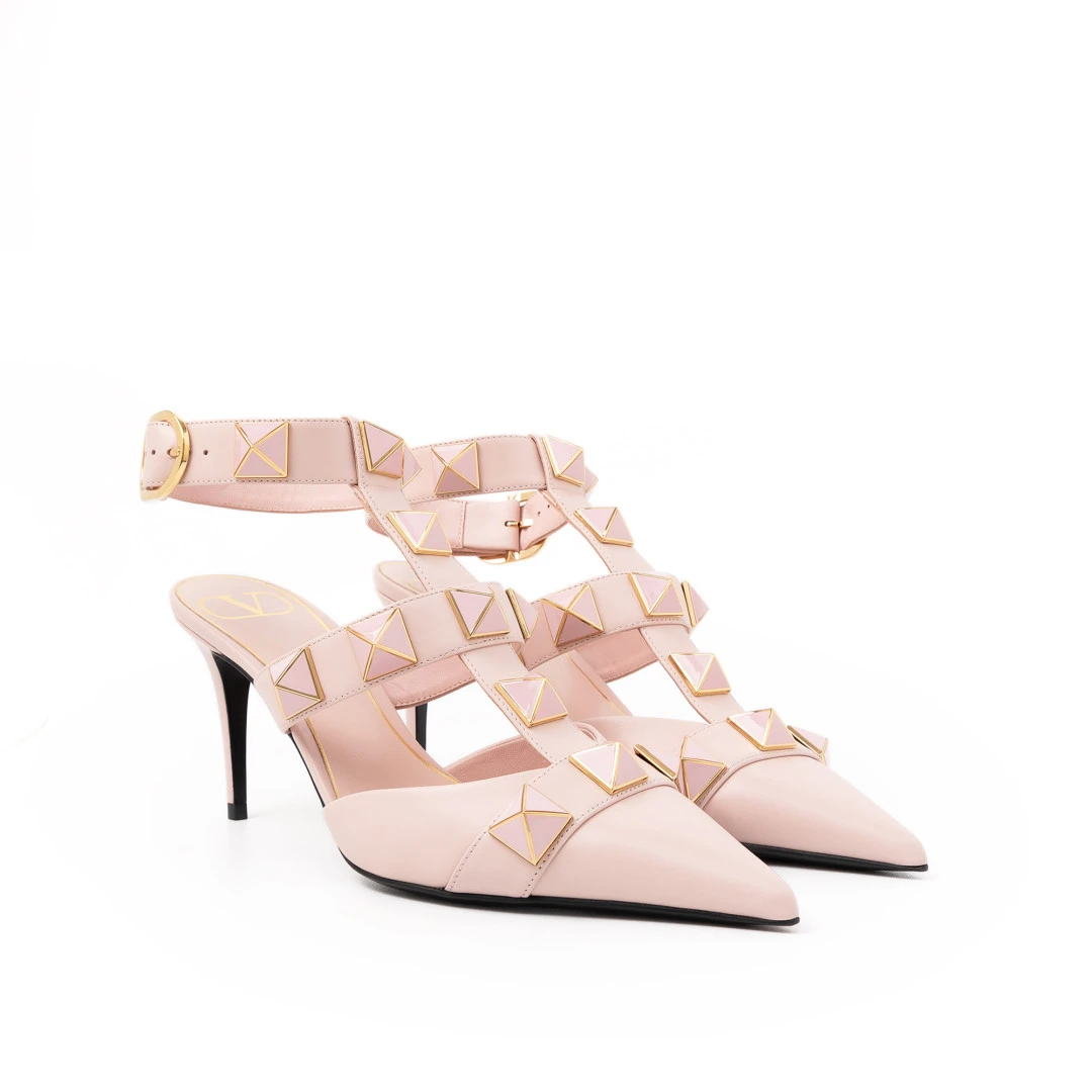 VALENTINO Roman Stud 80mm Ankle Strap Calfskin