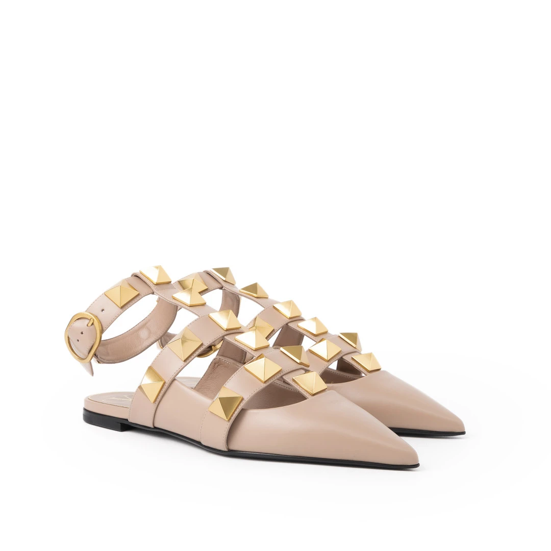 VALENTINO Roman Stud Ankle Strap Mules Ghw