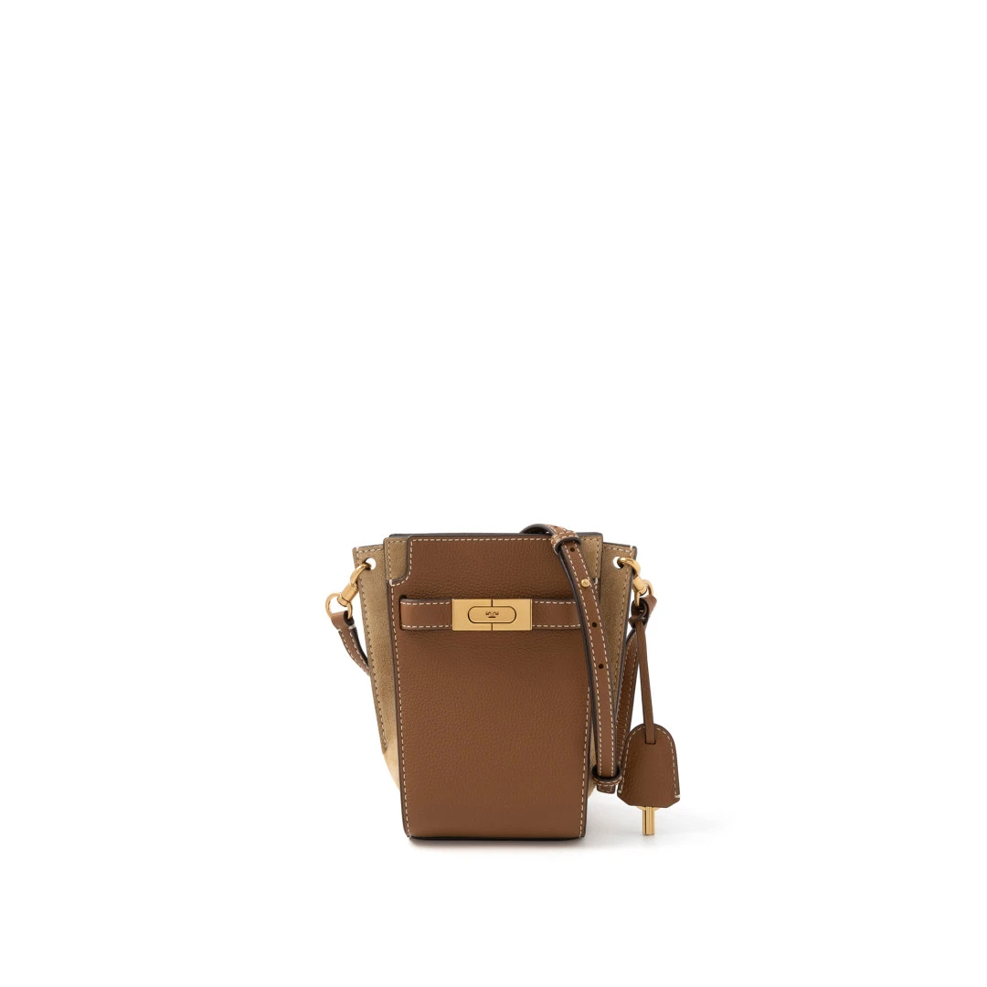 TORY BURCH Petite Lee Radziwill Pebbled Double Bucket