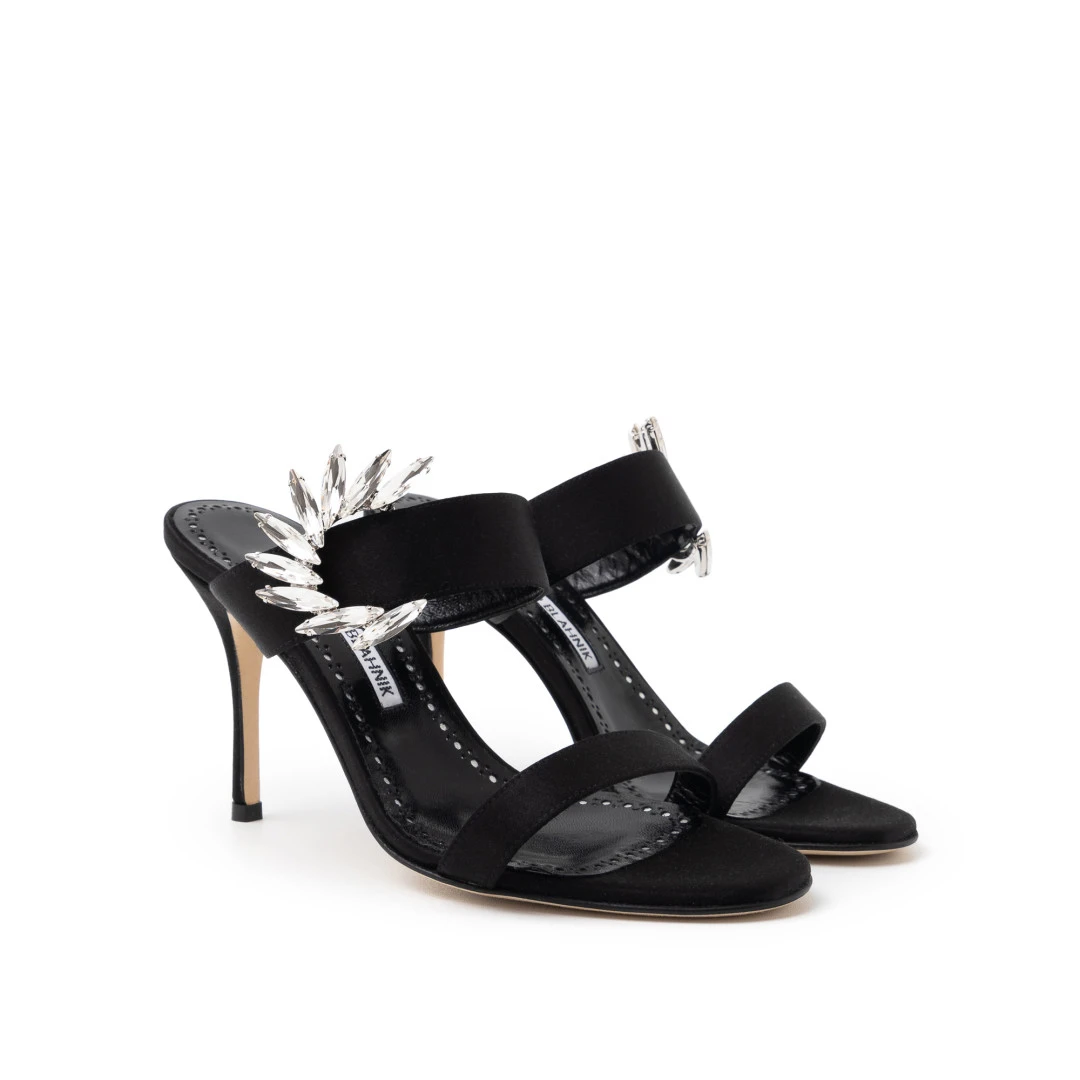 MANOLO BLAHNIK Chivela 90mm Satin Sandal