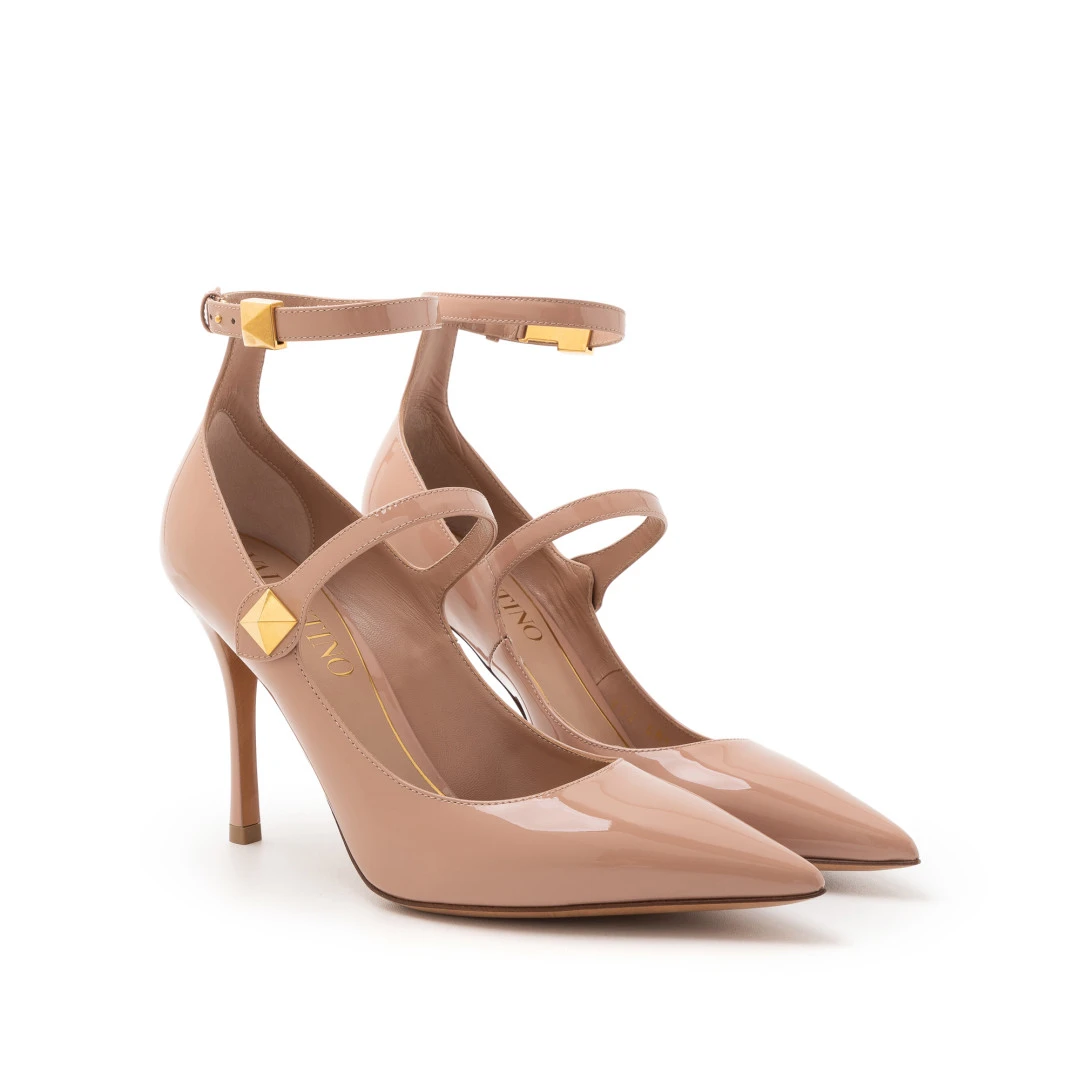 VALENTINO One Stud 100mm Heels Ankle Strap Patent Leather