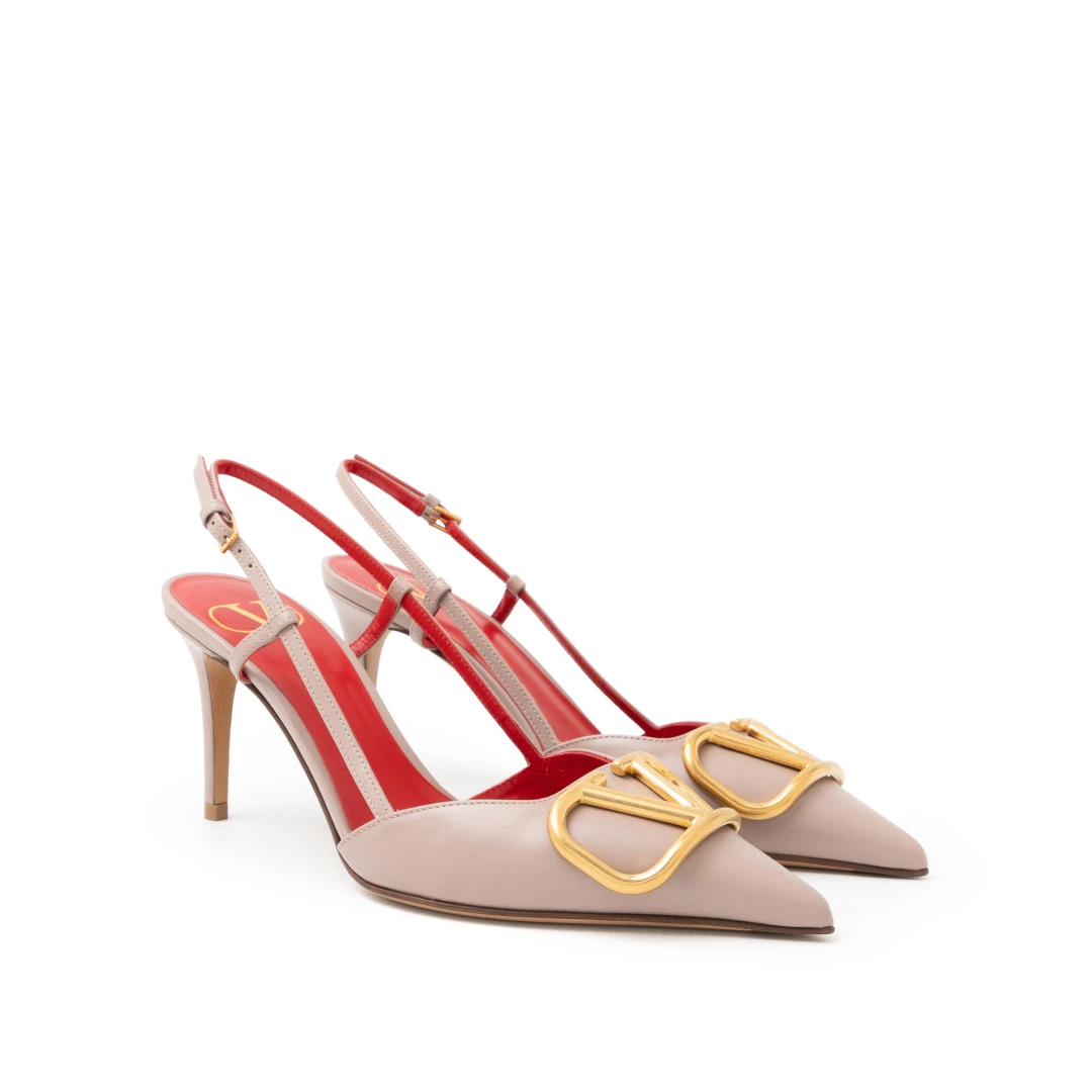 VALENTINO Vlogo 80mm Slingback Calf Leather Ghw