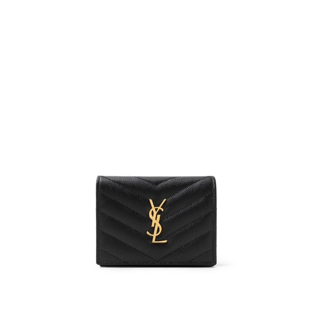 SAINT LAURENT Cassandre Matelasse Flap Card Case Ghw
