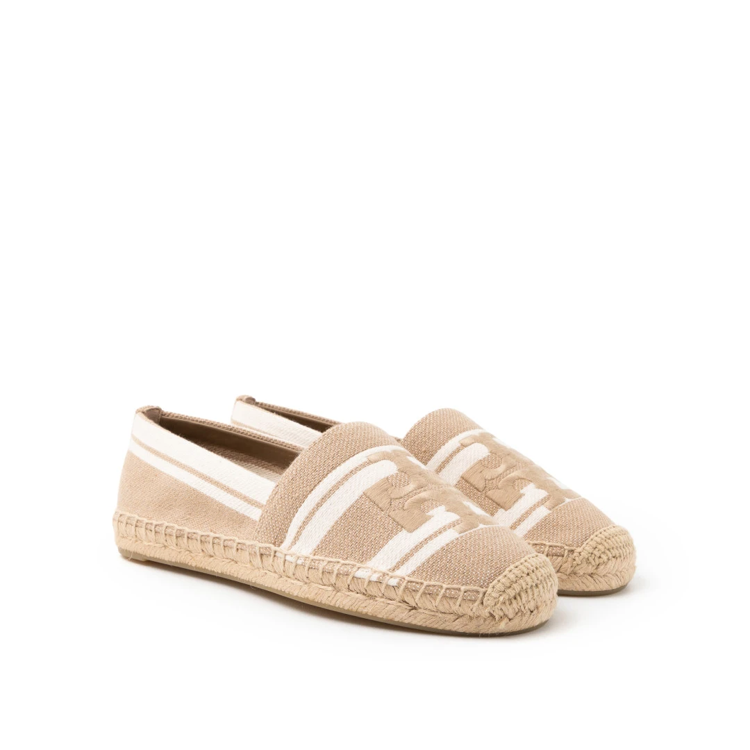 TORY BURCH Double T Striped Espadrilles