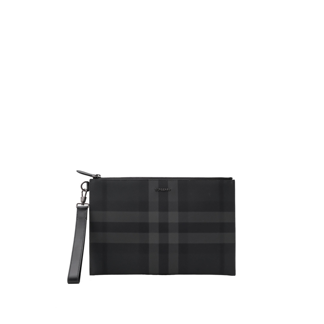 BURBERRY Edin Check Pochette Leather