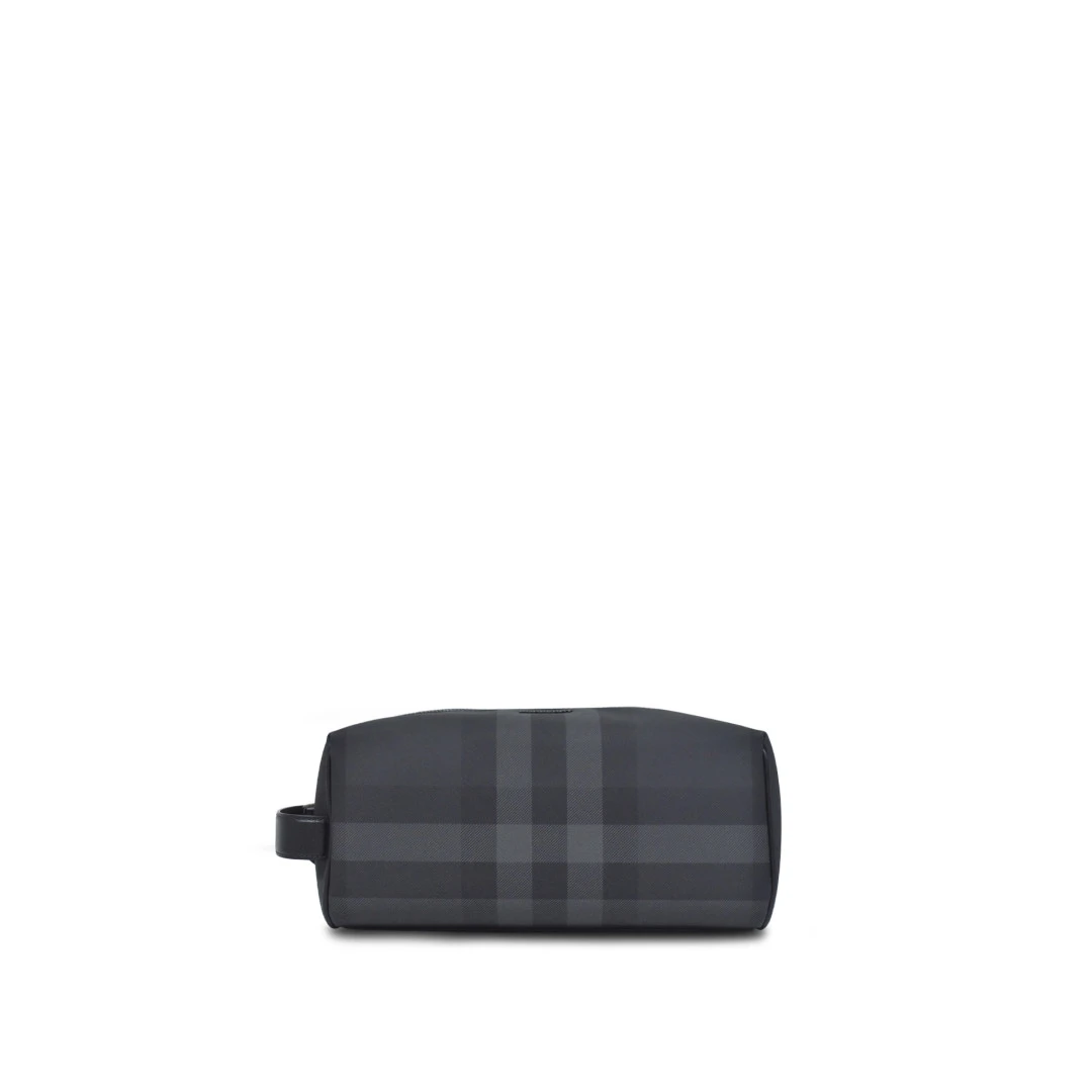 BURBERRY Check And Leather Travel Pouch