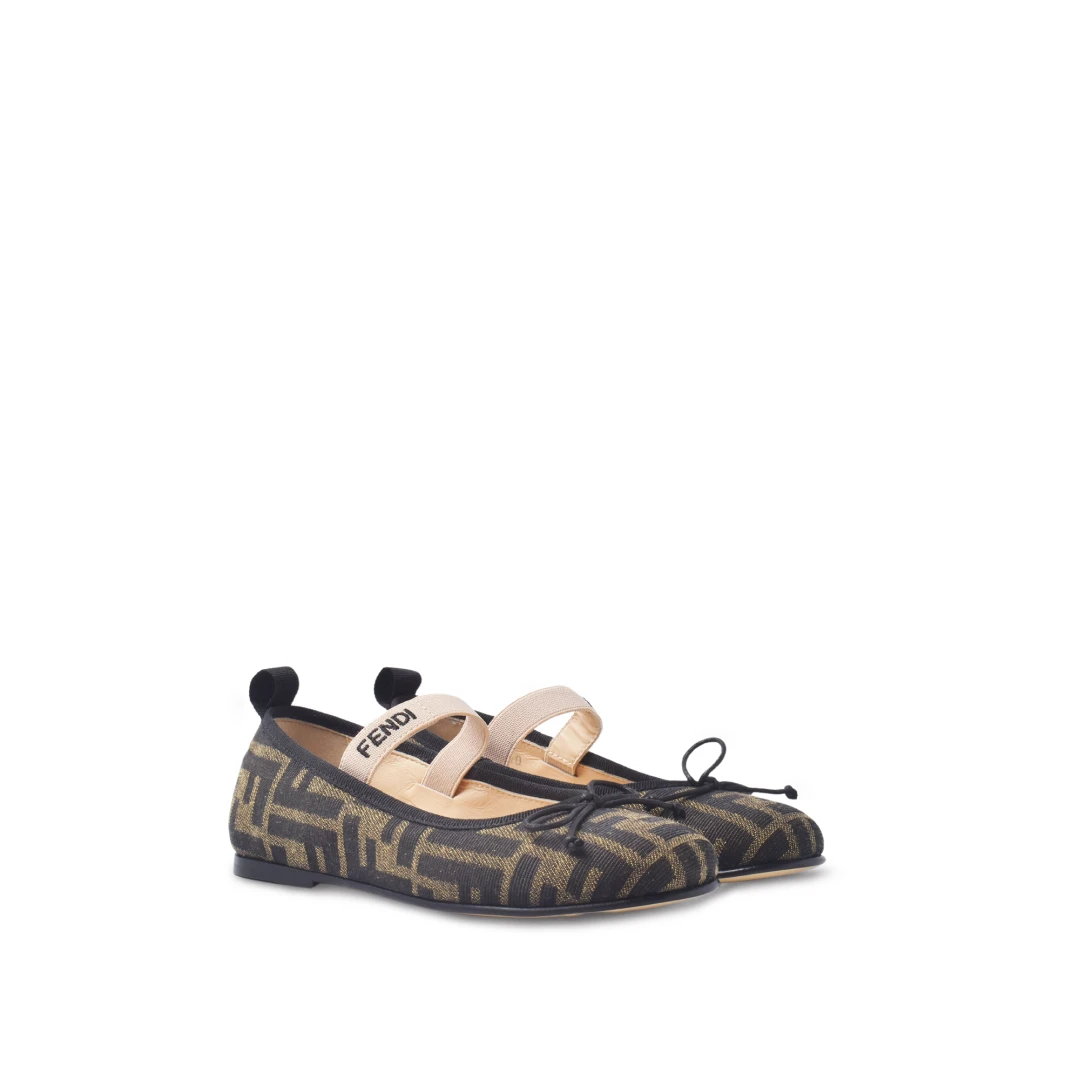 FENDI FF Logo Print Ballerinas