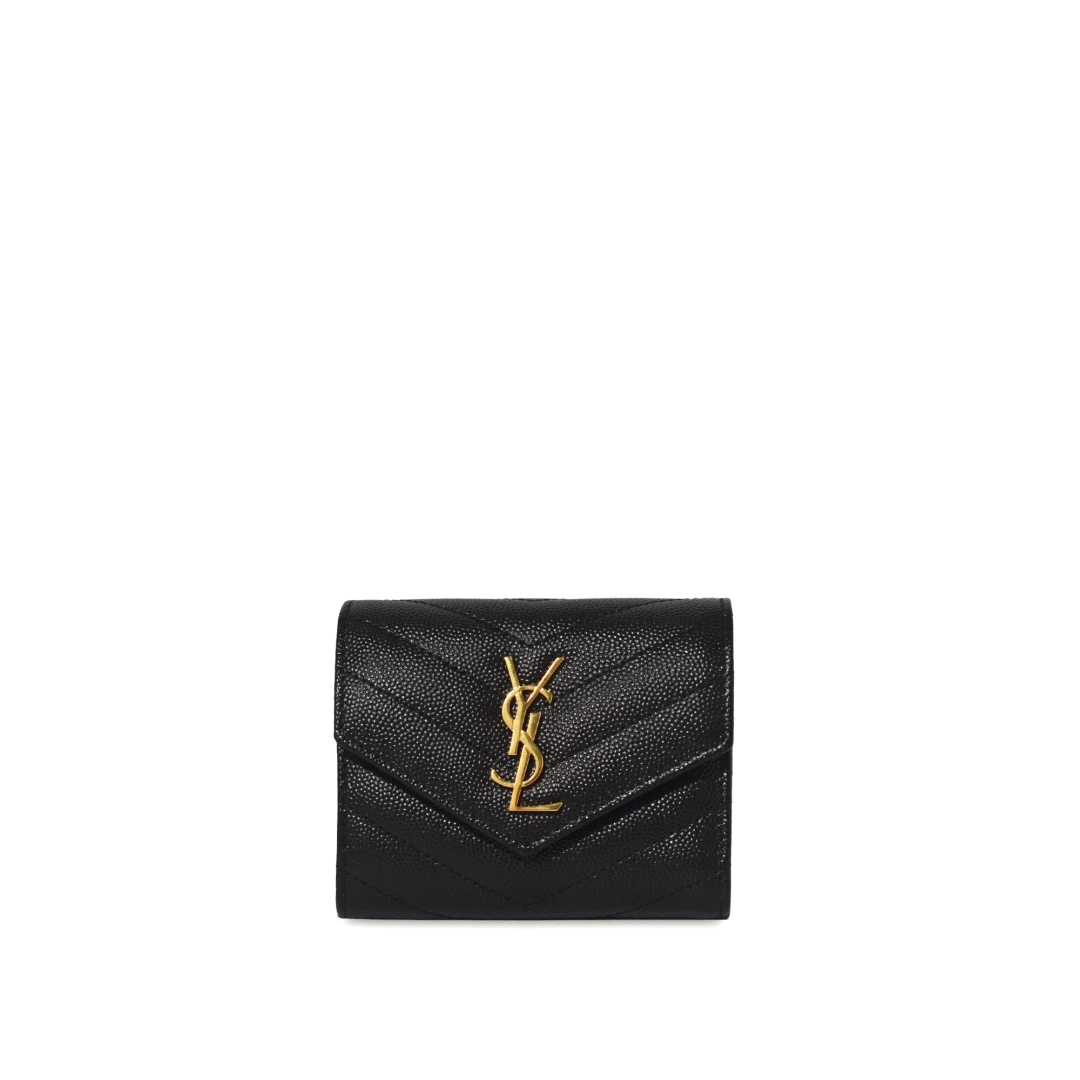 SAINT LAURENT Cassandre Monogramme Compact Multi-folded Wallet Ghw