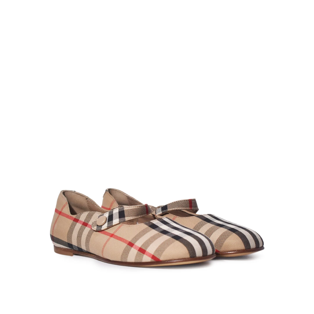 BURBERRY Check Mary Jane Flats
