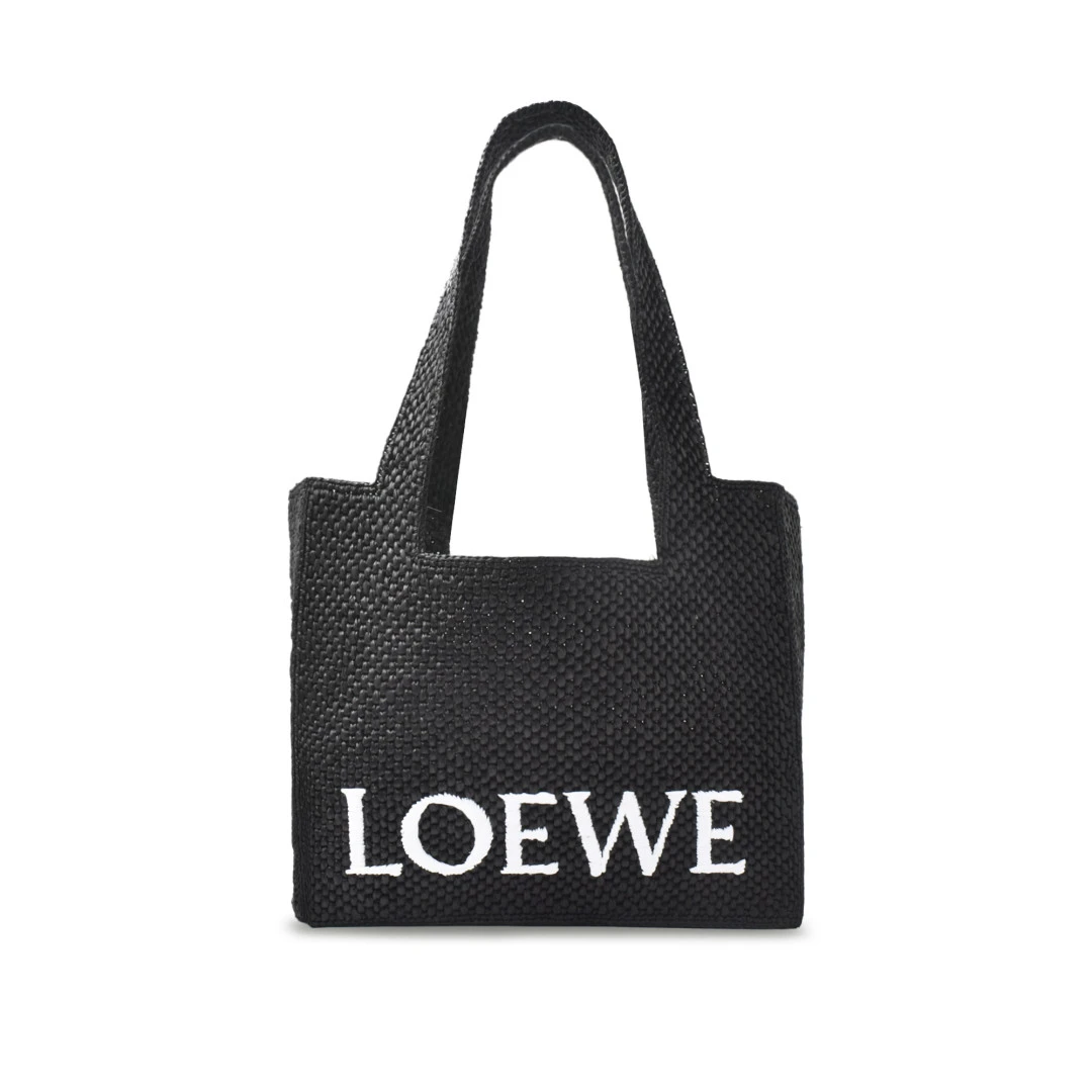 LOEWE Medium LOEWE Font Tote Bag In Raffia