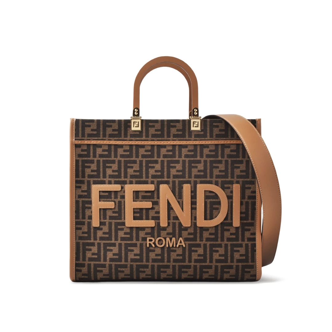 FENDI All Over FF Logo Sunshine Medium Tote Bag