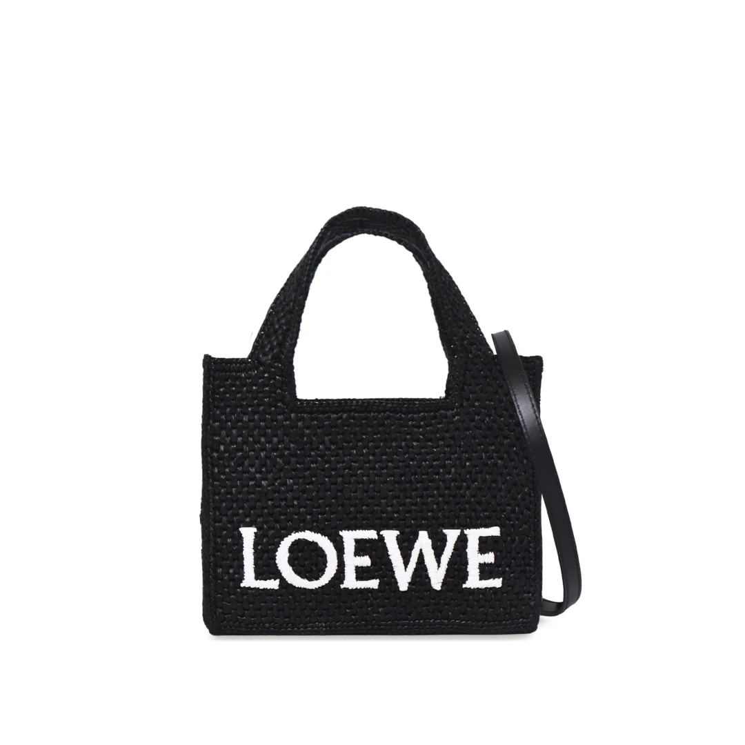 LOEWE Mini LOEWE Font Tote Bag In Raffia