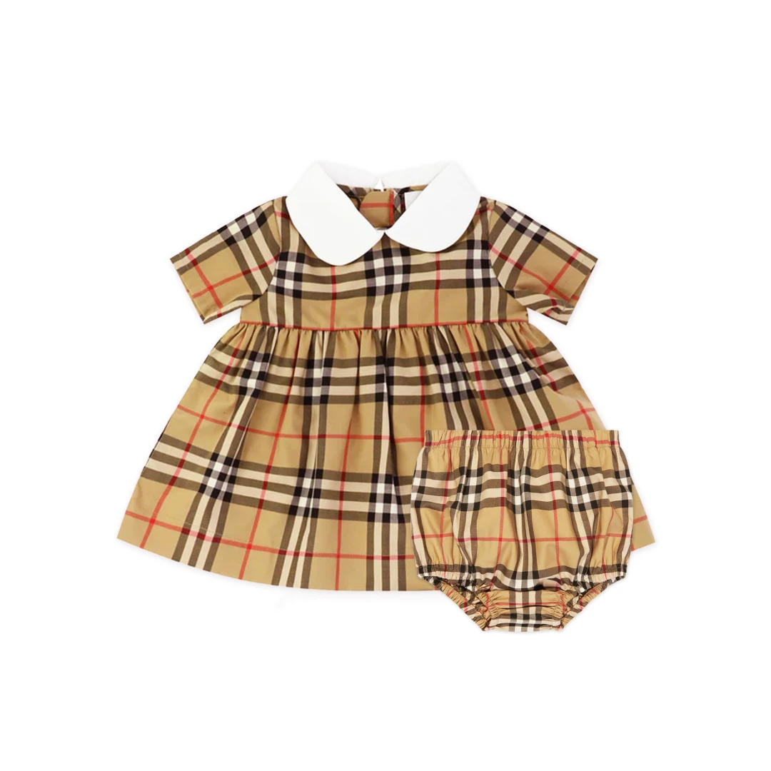 BURBERRY Geraldine Vintage Check Stretch Cotton Dress With Bloomers