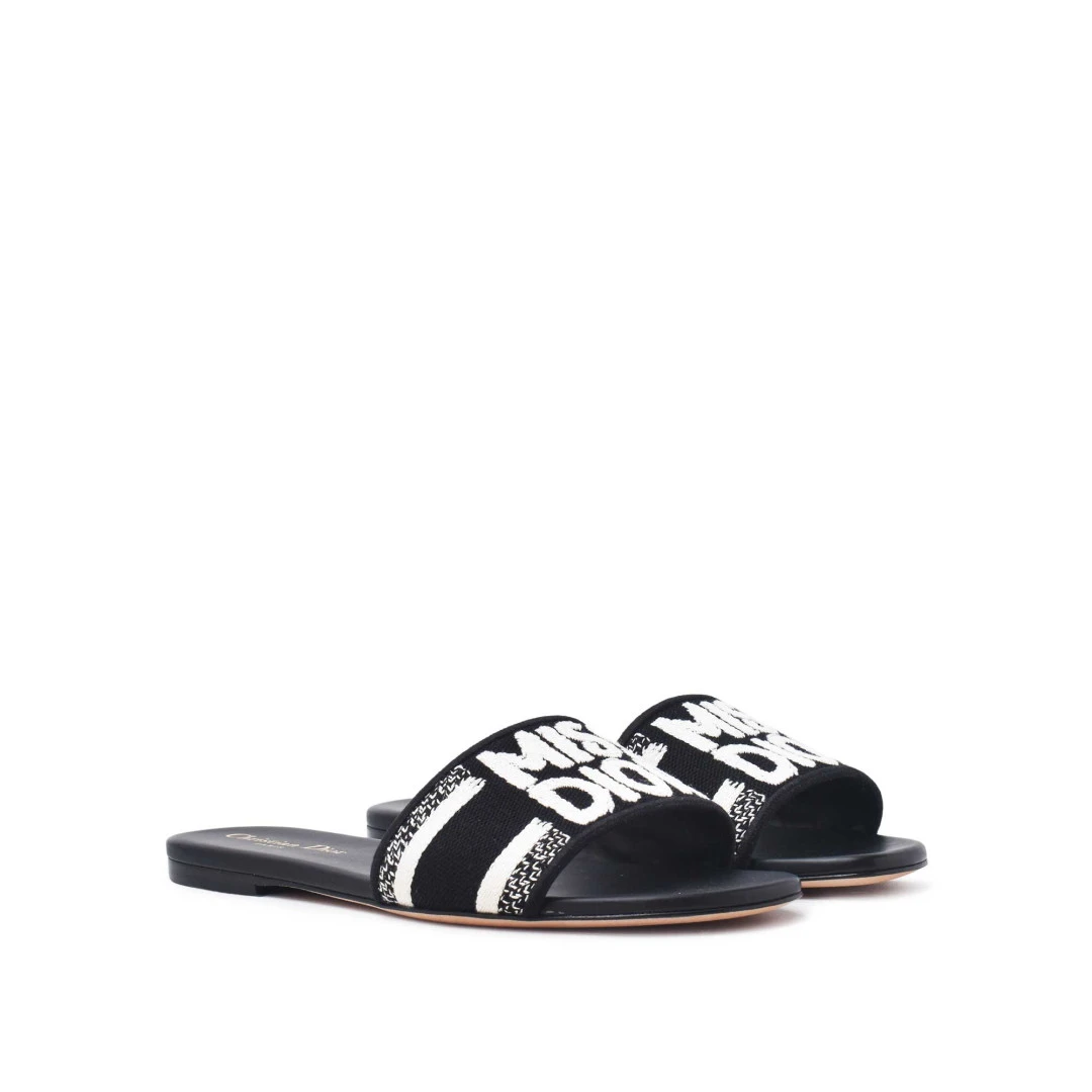 Dior Men Black & White Graffiti Slides NIB Christian Dior DWAY Logo Dcross Dioract Dclub Evolution  main image 2