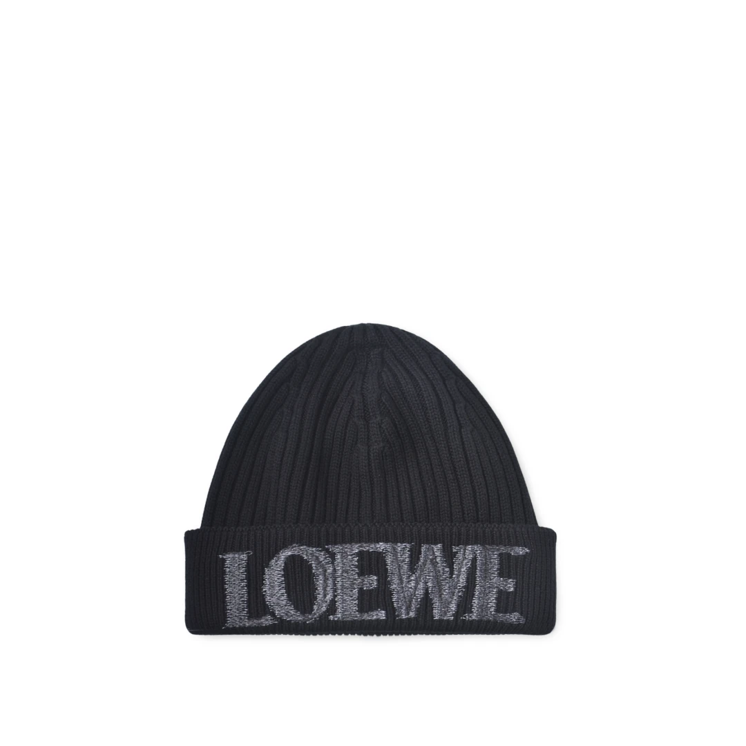 LOEWE Embroidered Logo Beanie In Wool
