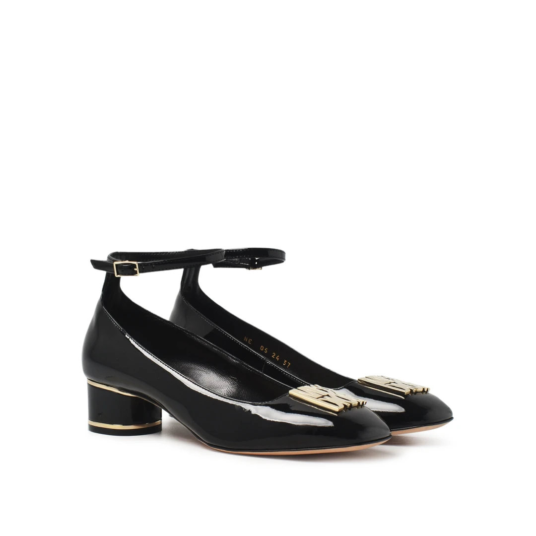 CHRISTIAN DIOR Miss Dior 40mm Pump Ankle Strap Patent Leather