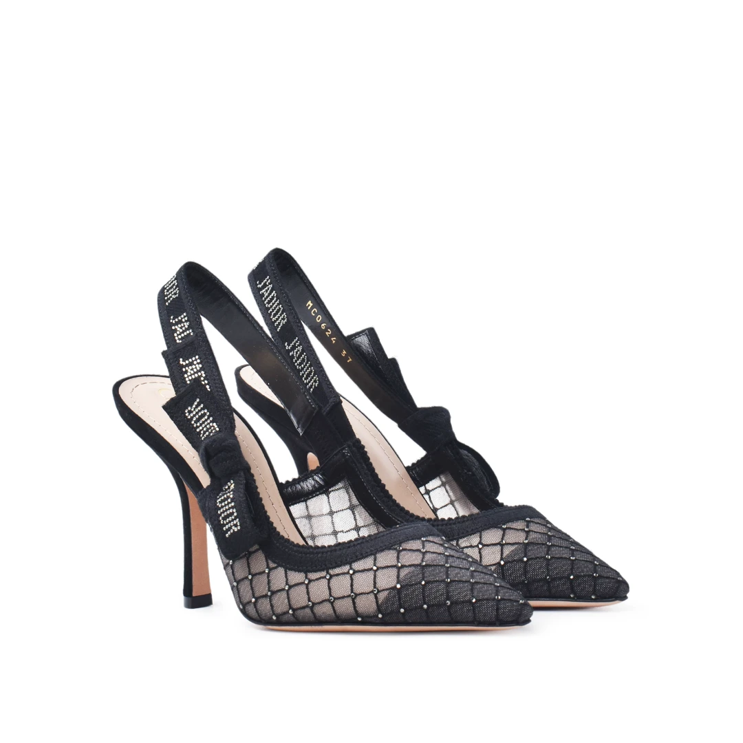 CHRISTIAN DIOR Jadior 100mm Slingback Transparent Mesh