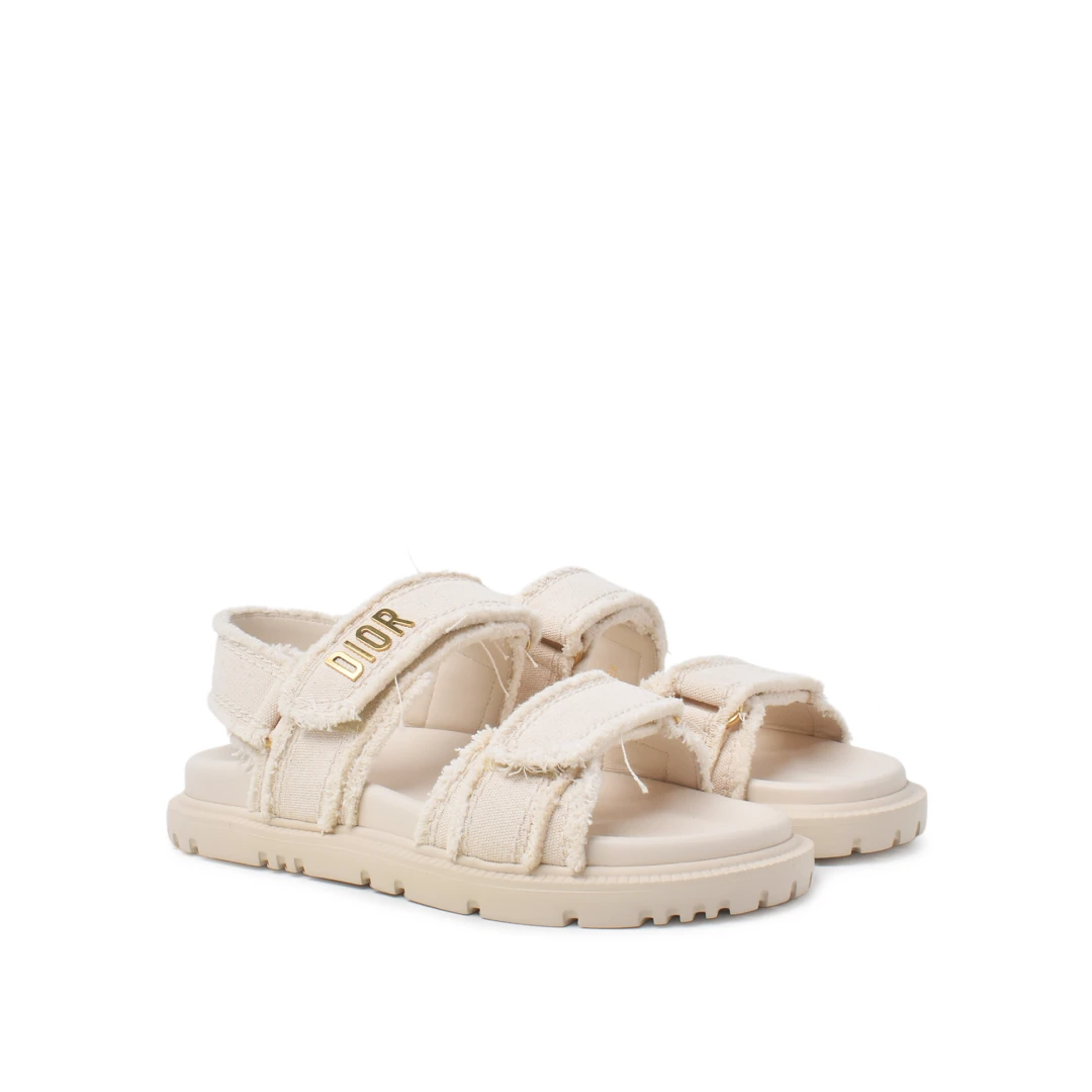 CHRISTIAN DIOR Dioract Sandal Fringed Cotton Canvas