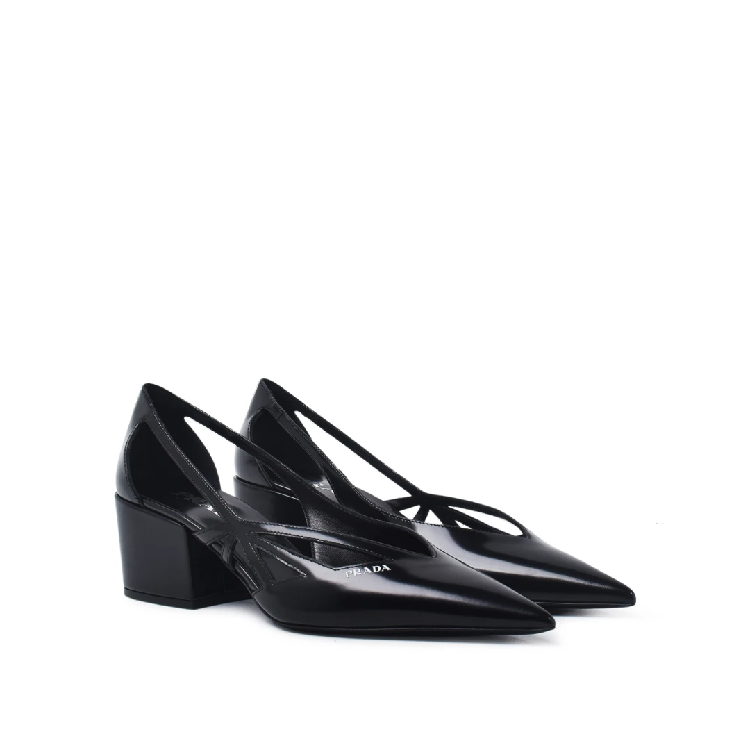 PRADA Cut Out Pump 55mm Brushed Leather