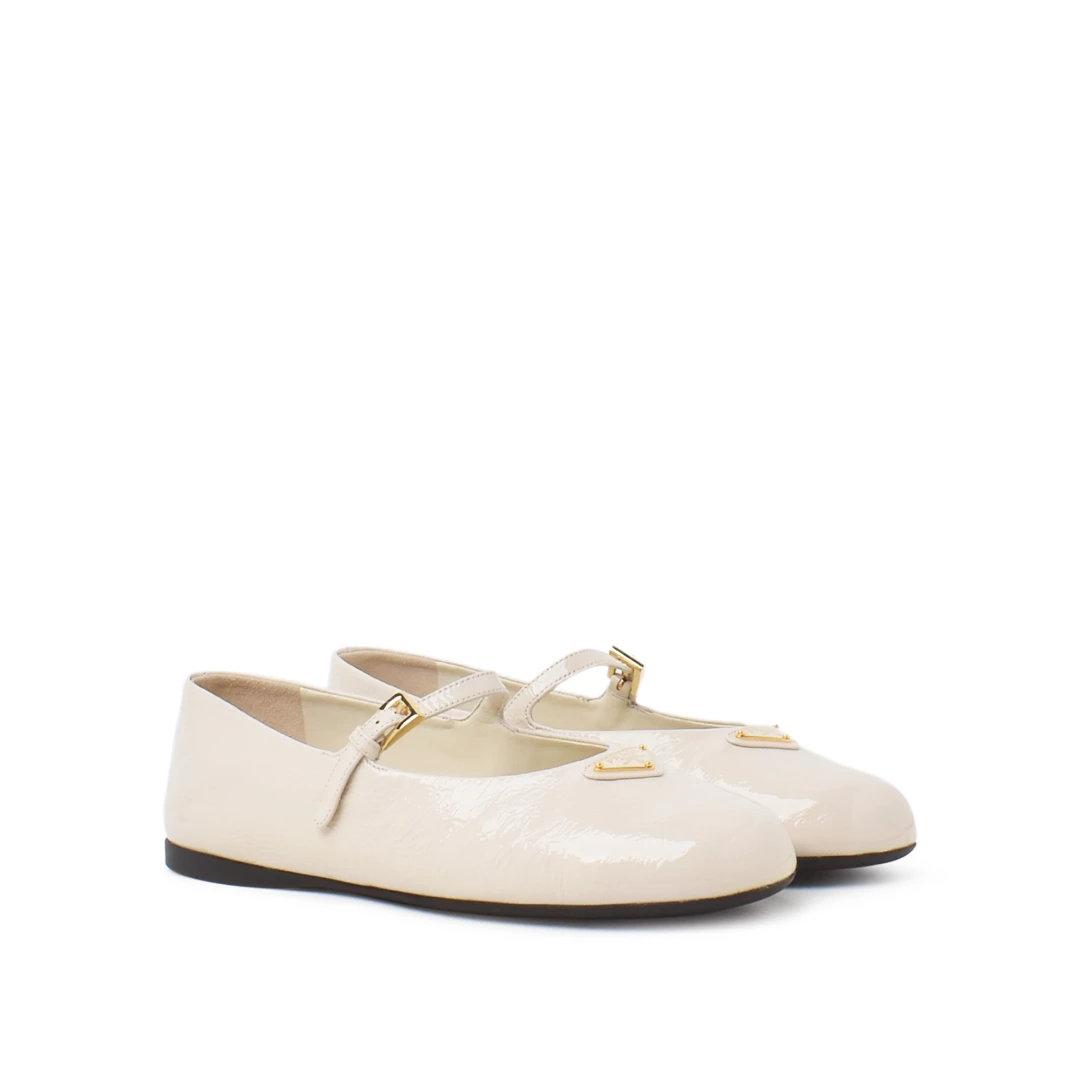 PRADA Triangle Logo Naplak Ballerinas Patent Leather