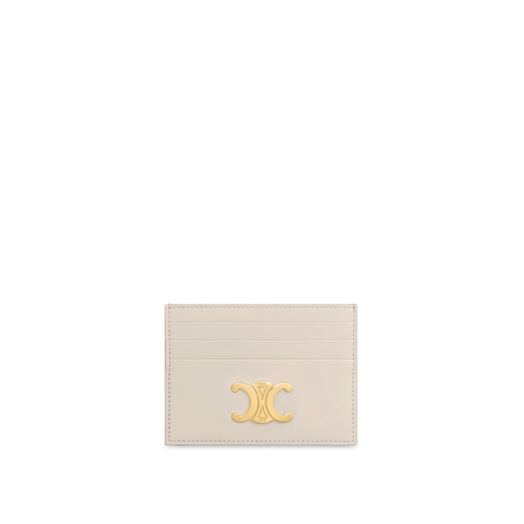 CELINE Triomphe Card Holder Calfskin Leather