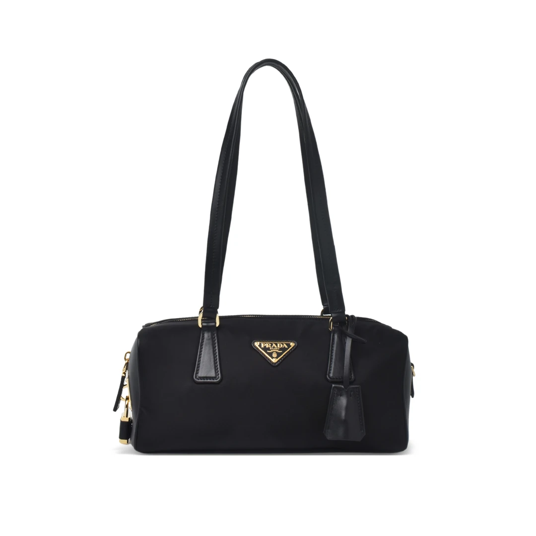 PRADA Medium Top Handle Bag Re-nylon And Leather With Padlock