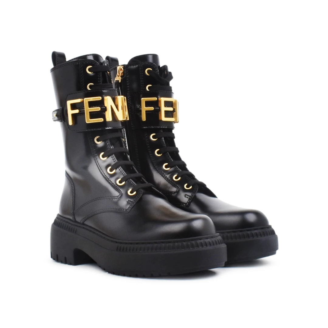 FENDI Fendigraphy 50mm Biker Boots Leather