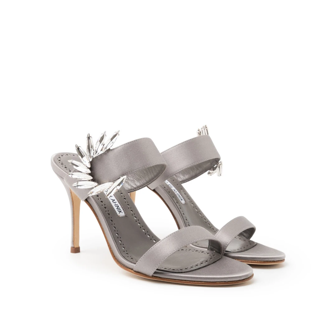 MANOLO BLAHNIK Chivela 90mm Satin Sandal