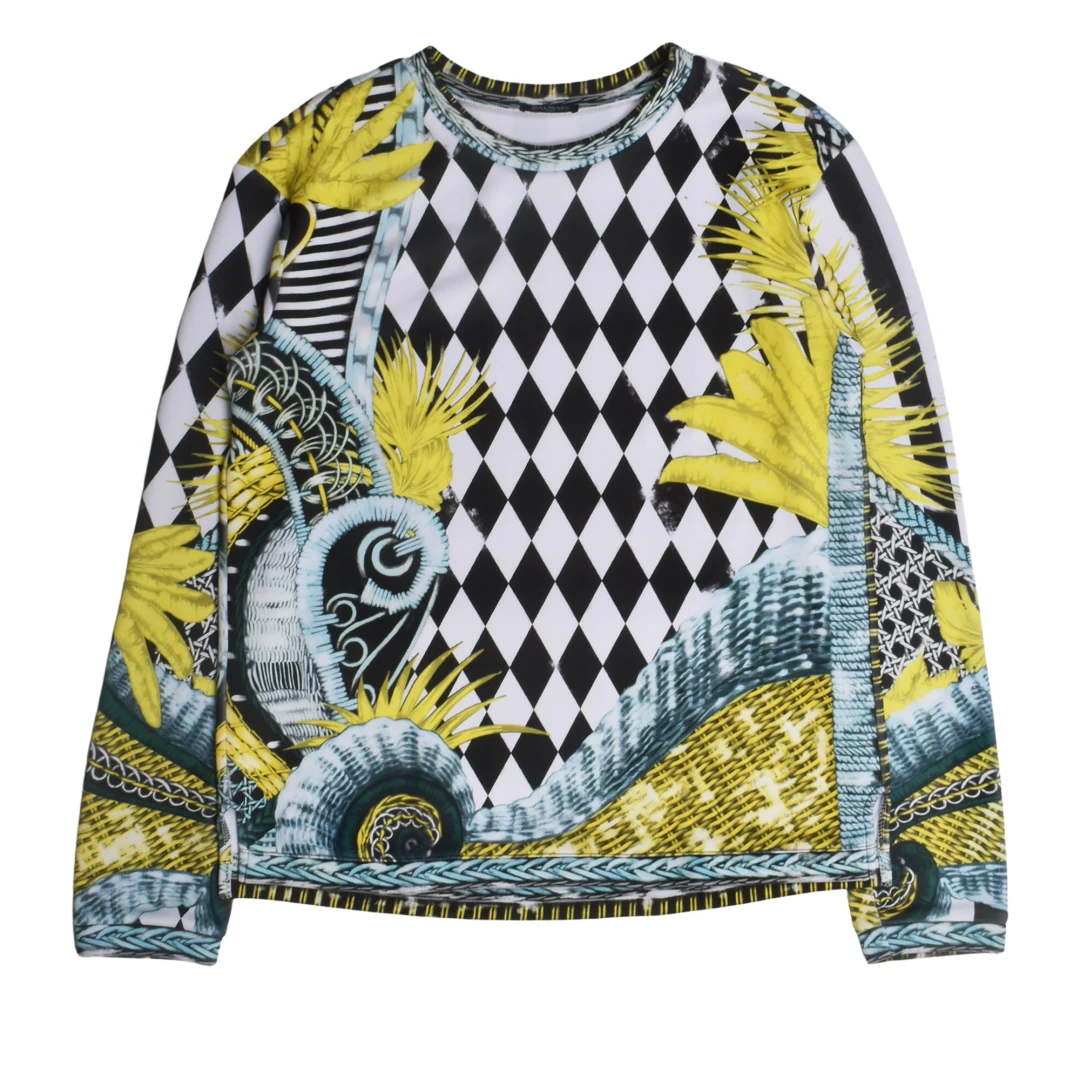 BALMAIN Checkerboard barocco long sleeve tshirt