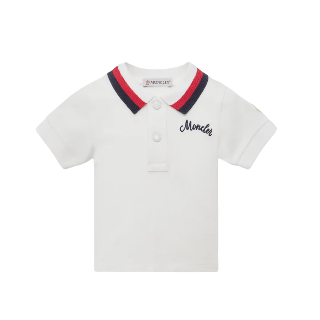 MONCLER Embroidered Logo Polo Shirt With Striped Collar