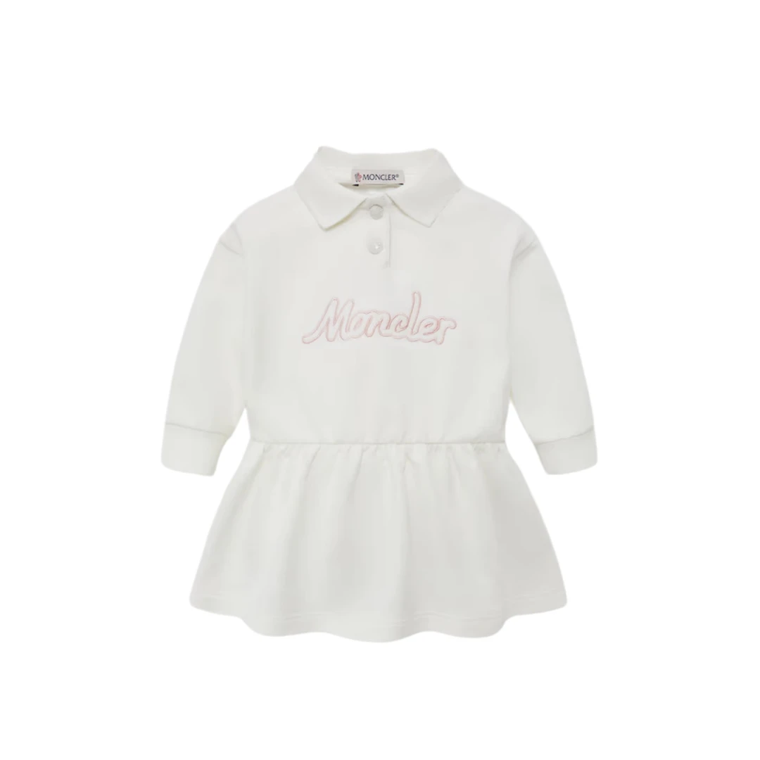 MONCLER Logo Embroidered Long Sleeve Polo Dress